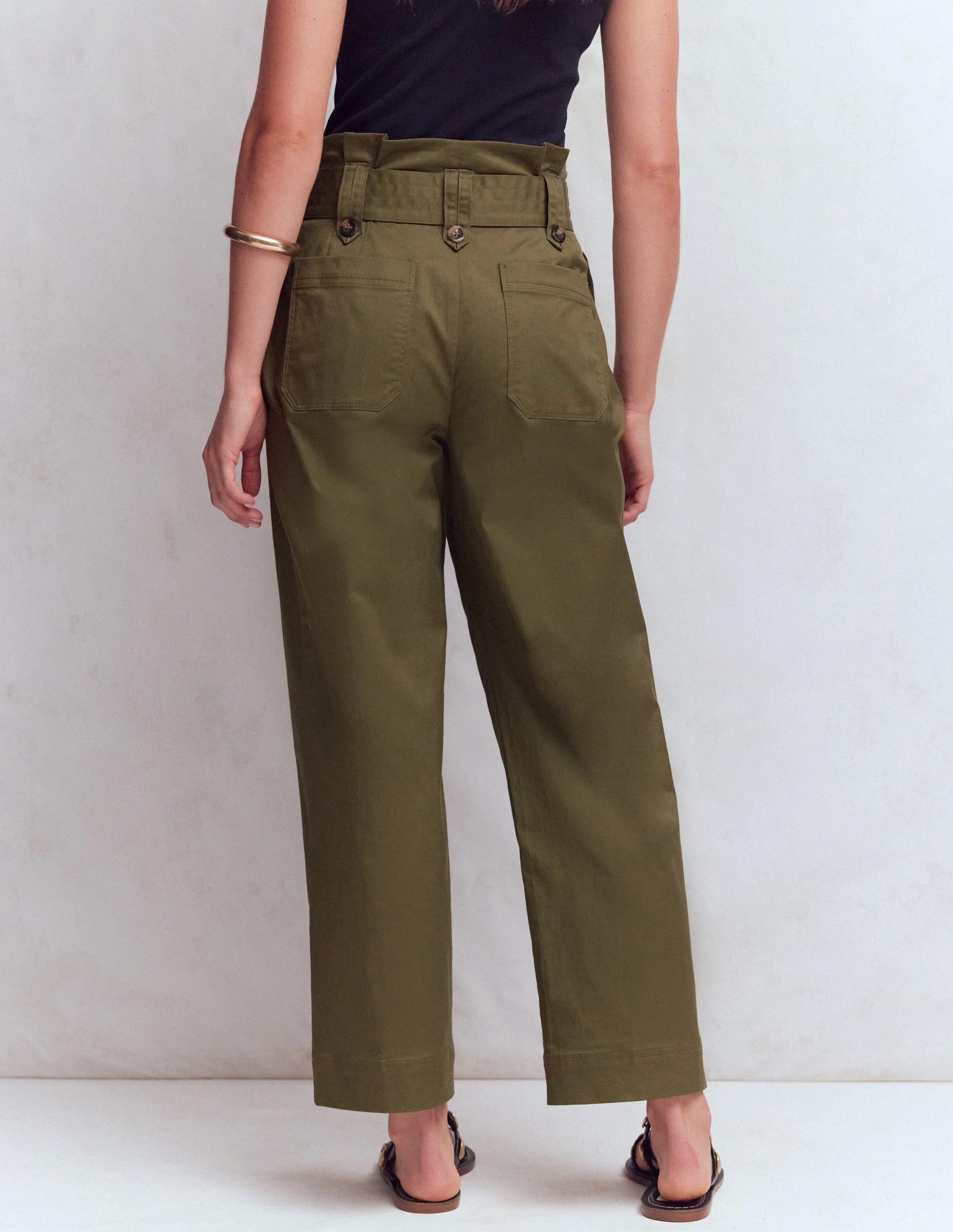 Hose mit Paperbag-Bund-Waldgrün - Image 3