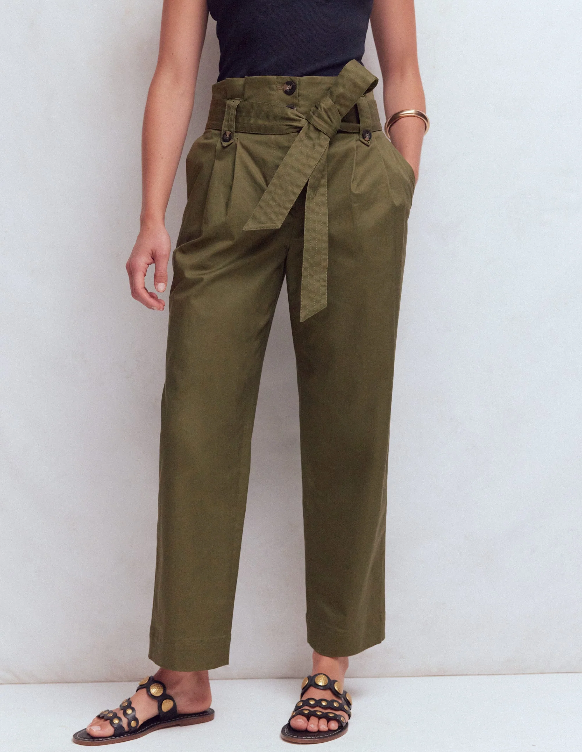 Hose mit Paperbag-Bund-Waldgrün - Image 4