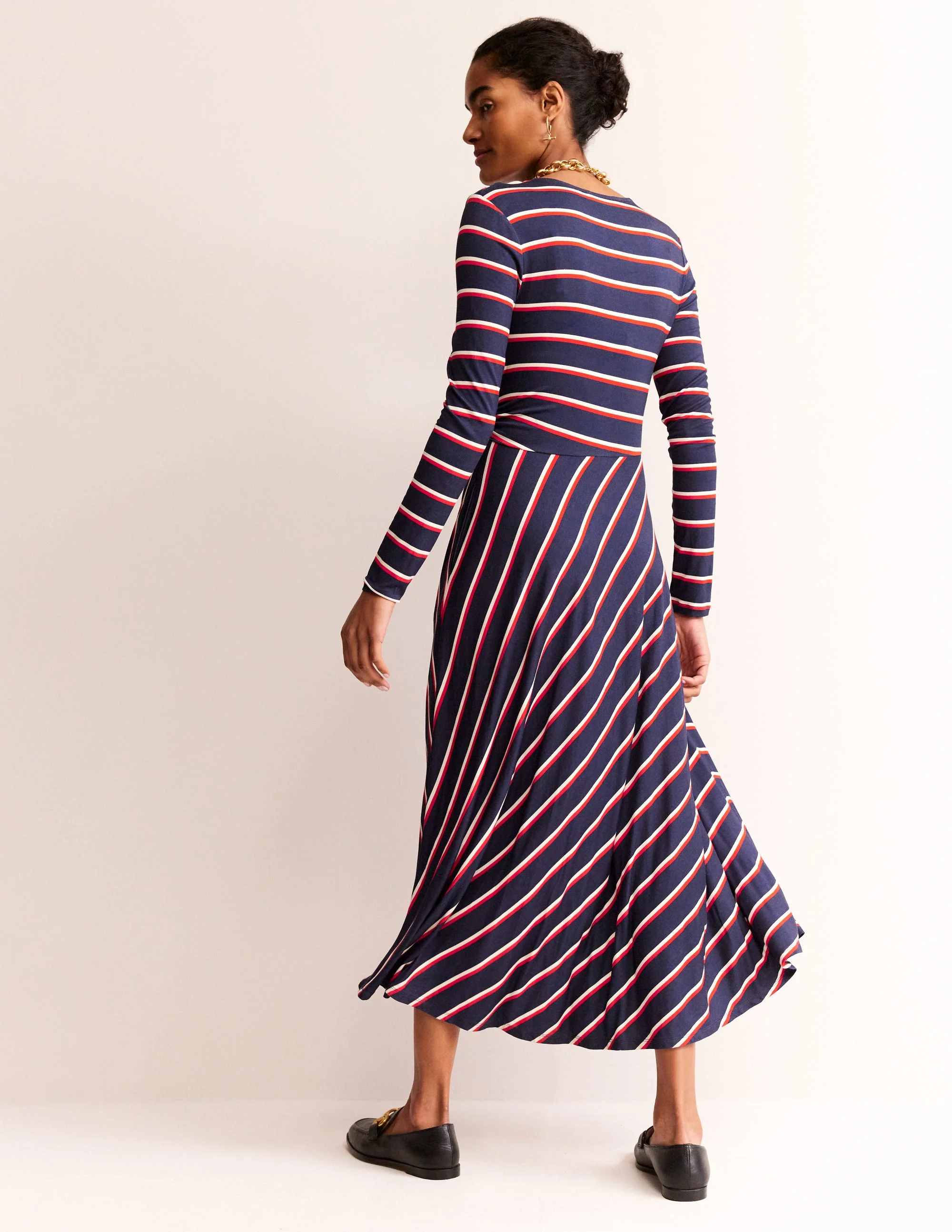 Hotch Gestreiftes Midikleid aus Jersey-Marineblau, Rot, Weiß Streifen - Image 3