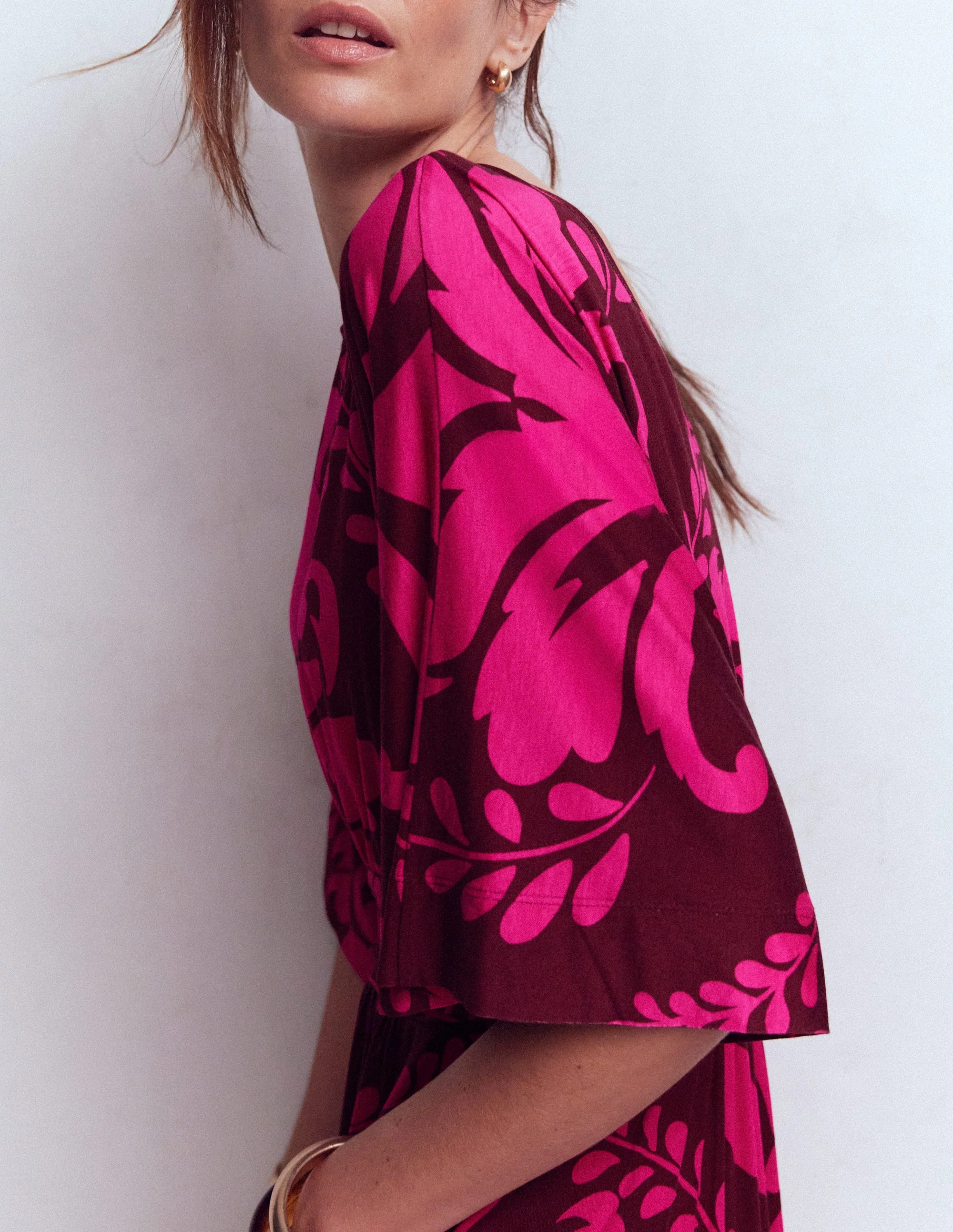 Imelda Jersey-Kimonokleid-Rosa Pfingstrose, Dekoratives Gitter - Image 2