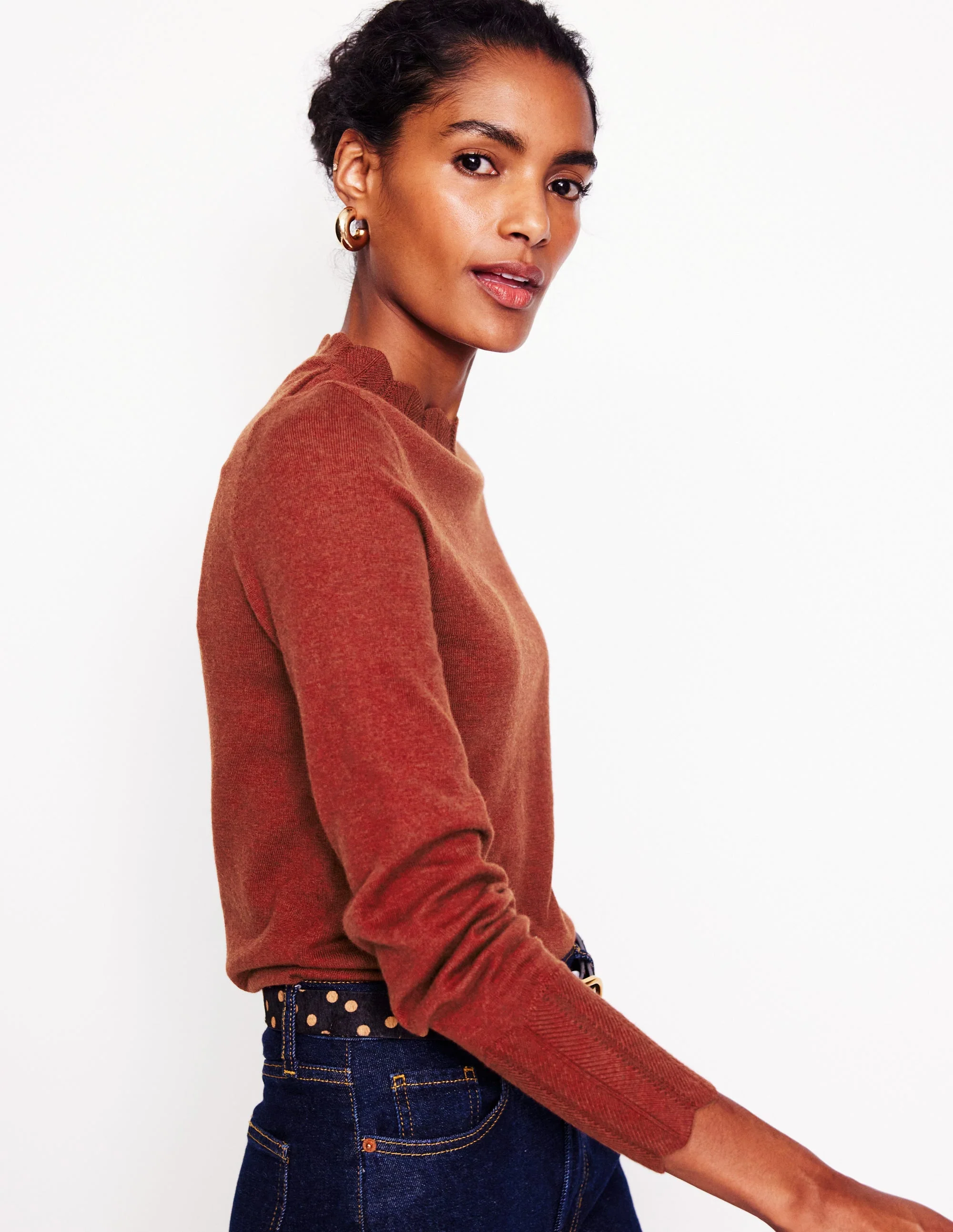 Imi Pullover mit Muschelsaum-Orange