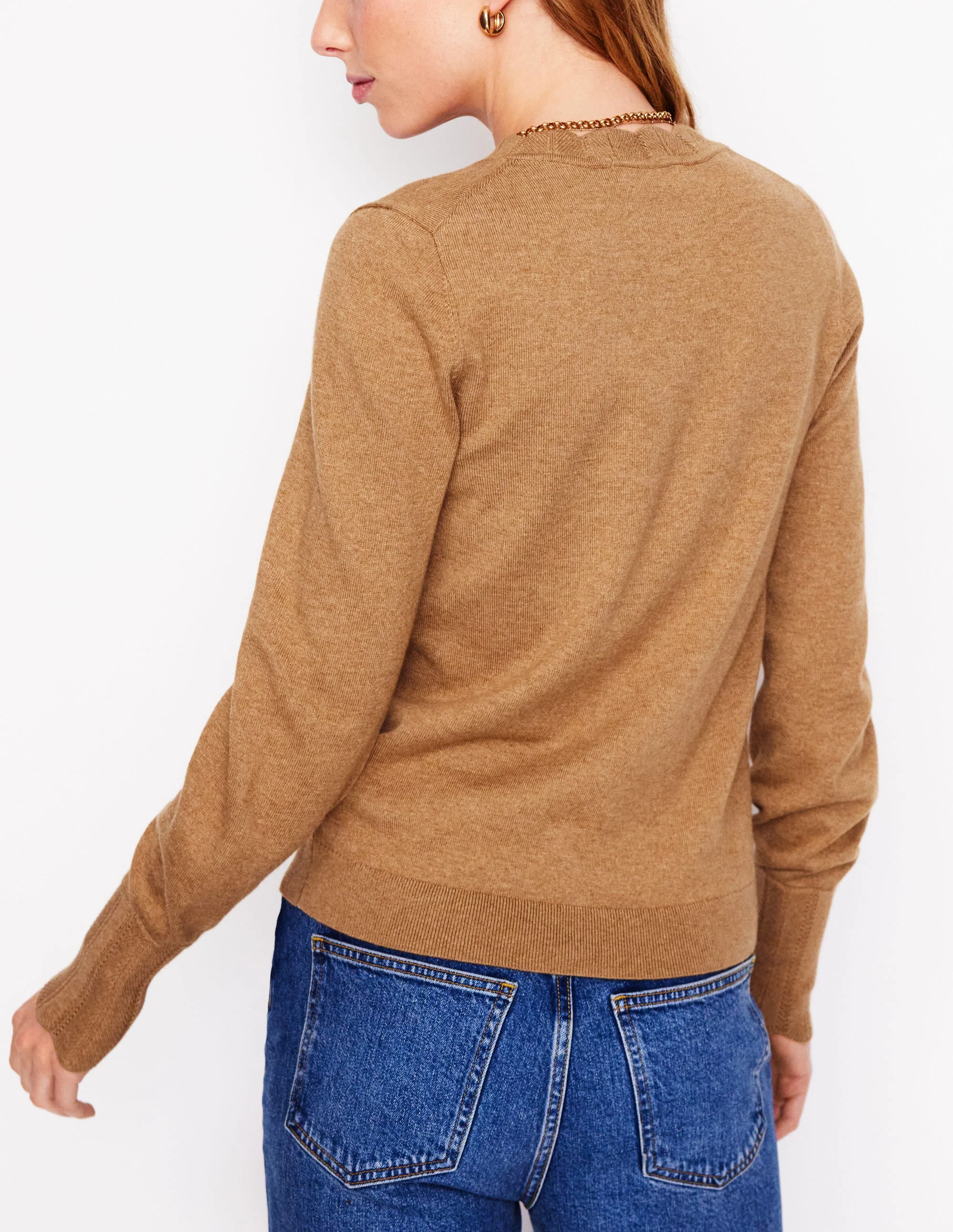 Imi Strickjacke mit Muschelsaum-Herbstlaubbraun - Image 3