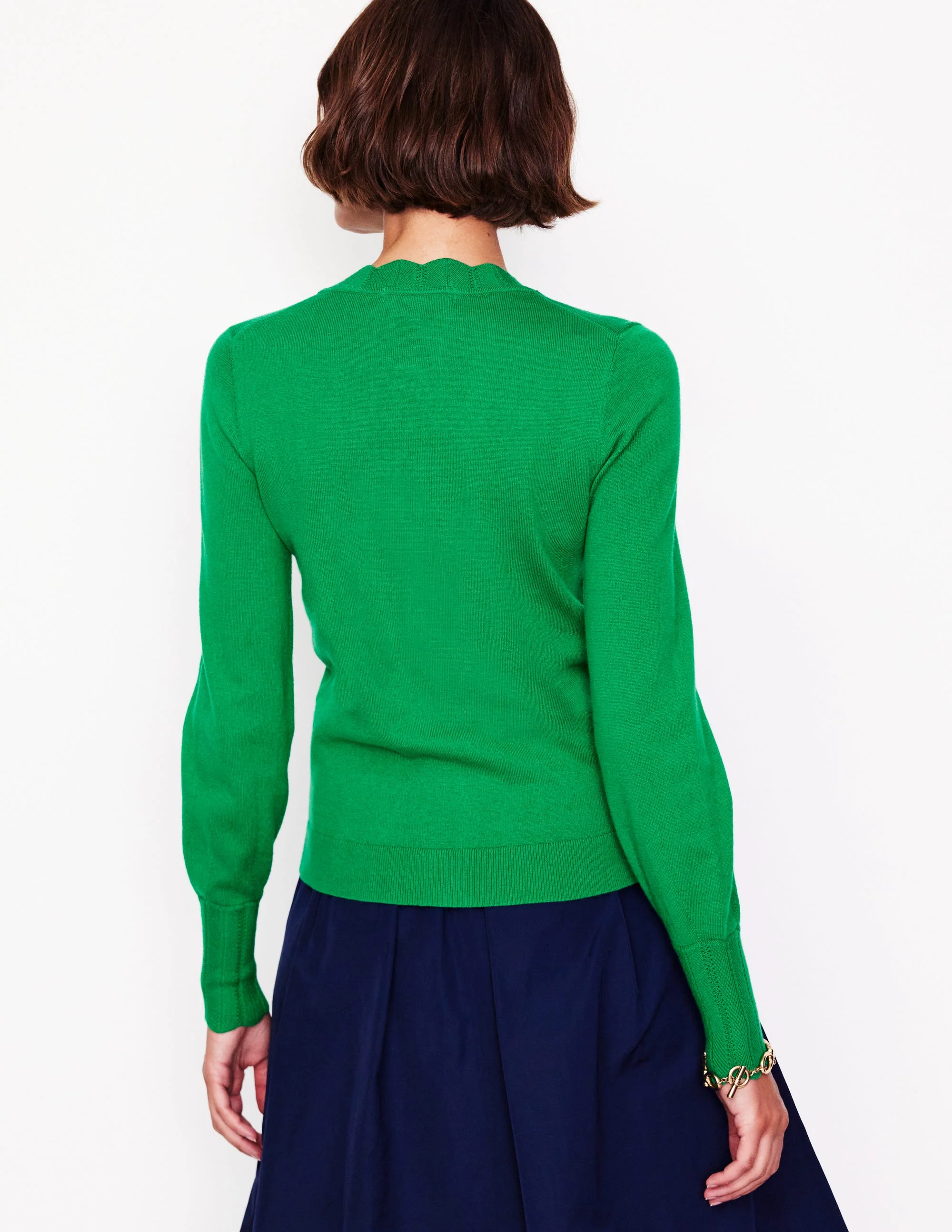 Imi Strickjacke mit Muschelsaum-Sattes Smaragdgrün - Image 3