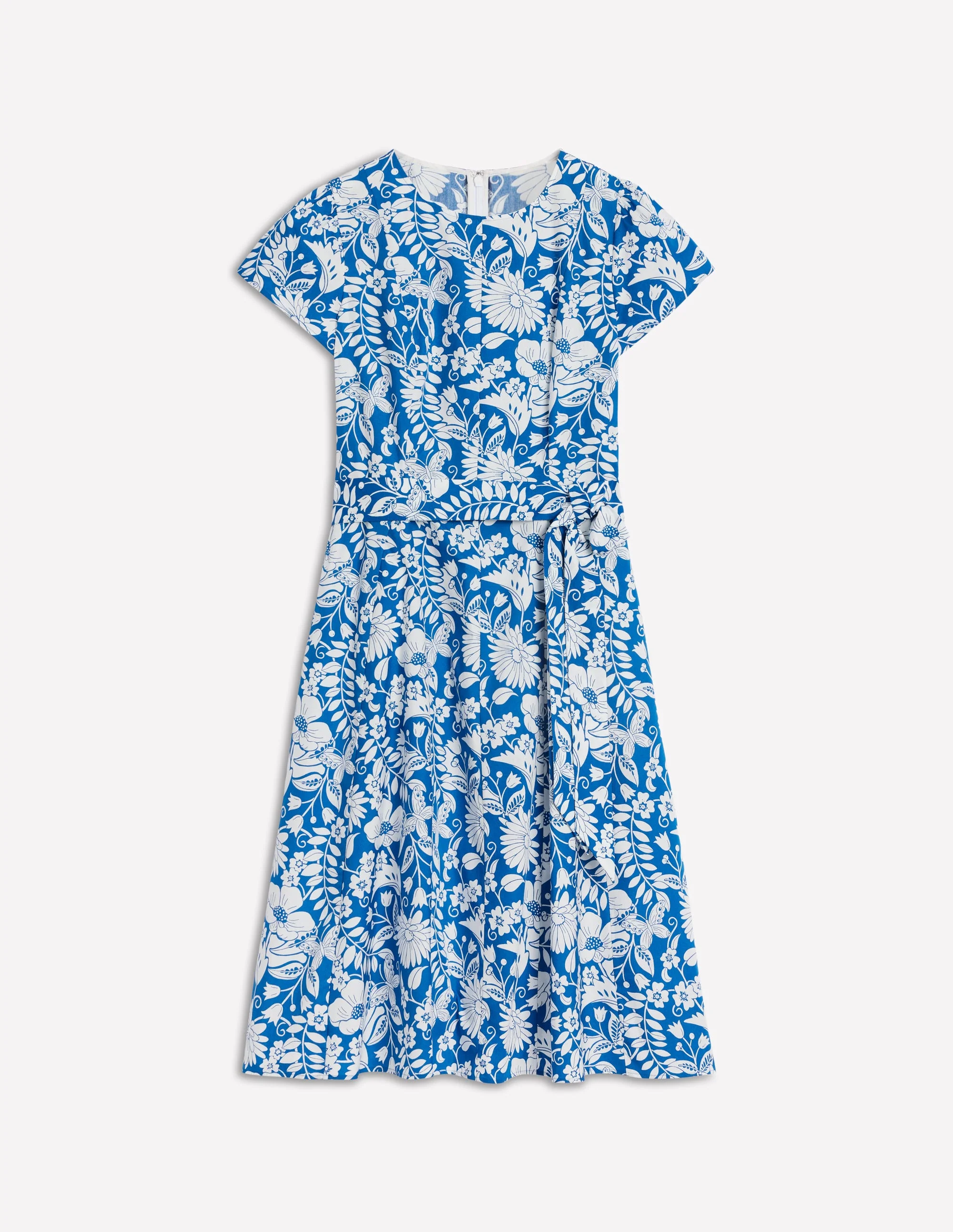 Imo Kurzes Godet-Kleid aus Baumwolle-Galerieblau, Kaskadenartige Wildblumen - Image 5