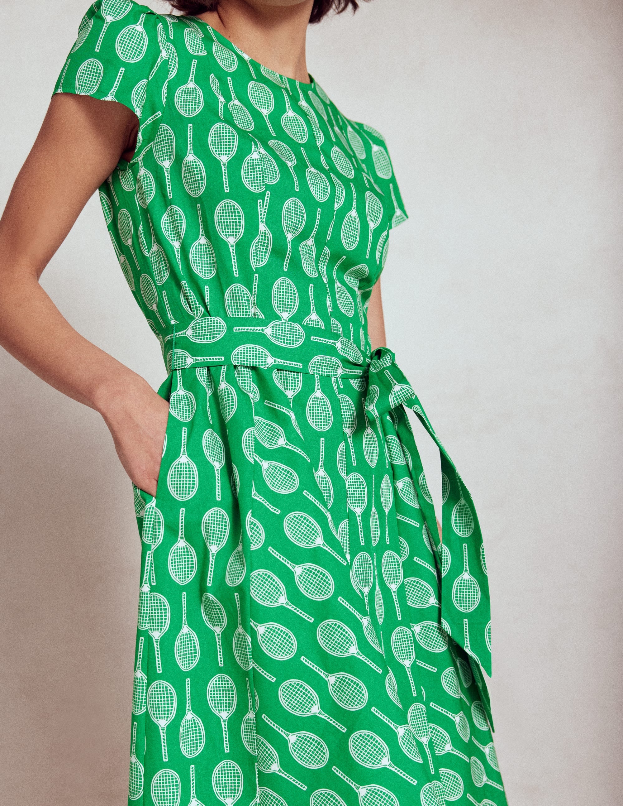 Imo Kurzes Godet-Kleid aus Baumwolle-Smaragdgrün, Tennis - Image 2