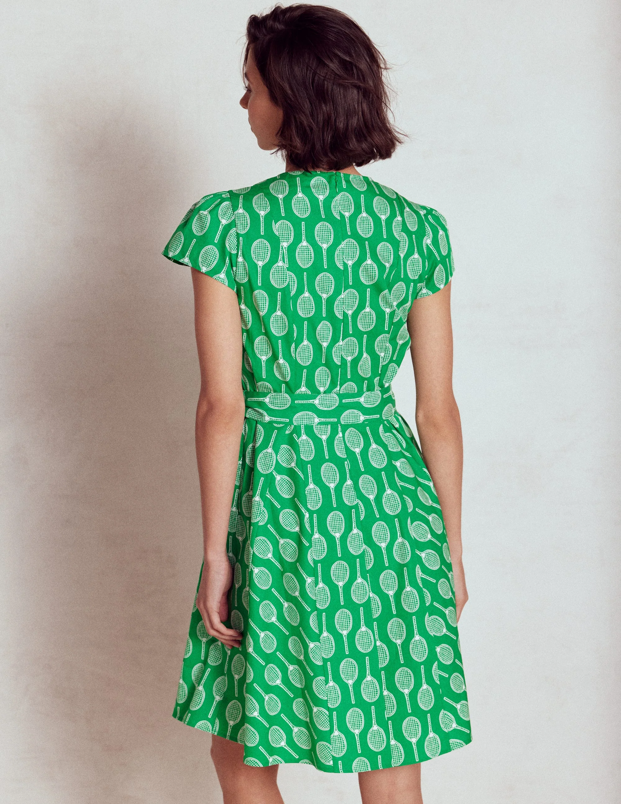 Imo Kurzes Godet-Kleid aus Baumwolle-Smaragdgrün, Tennis - Image 3