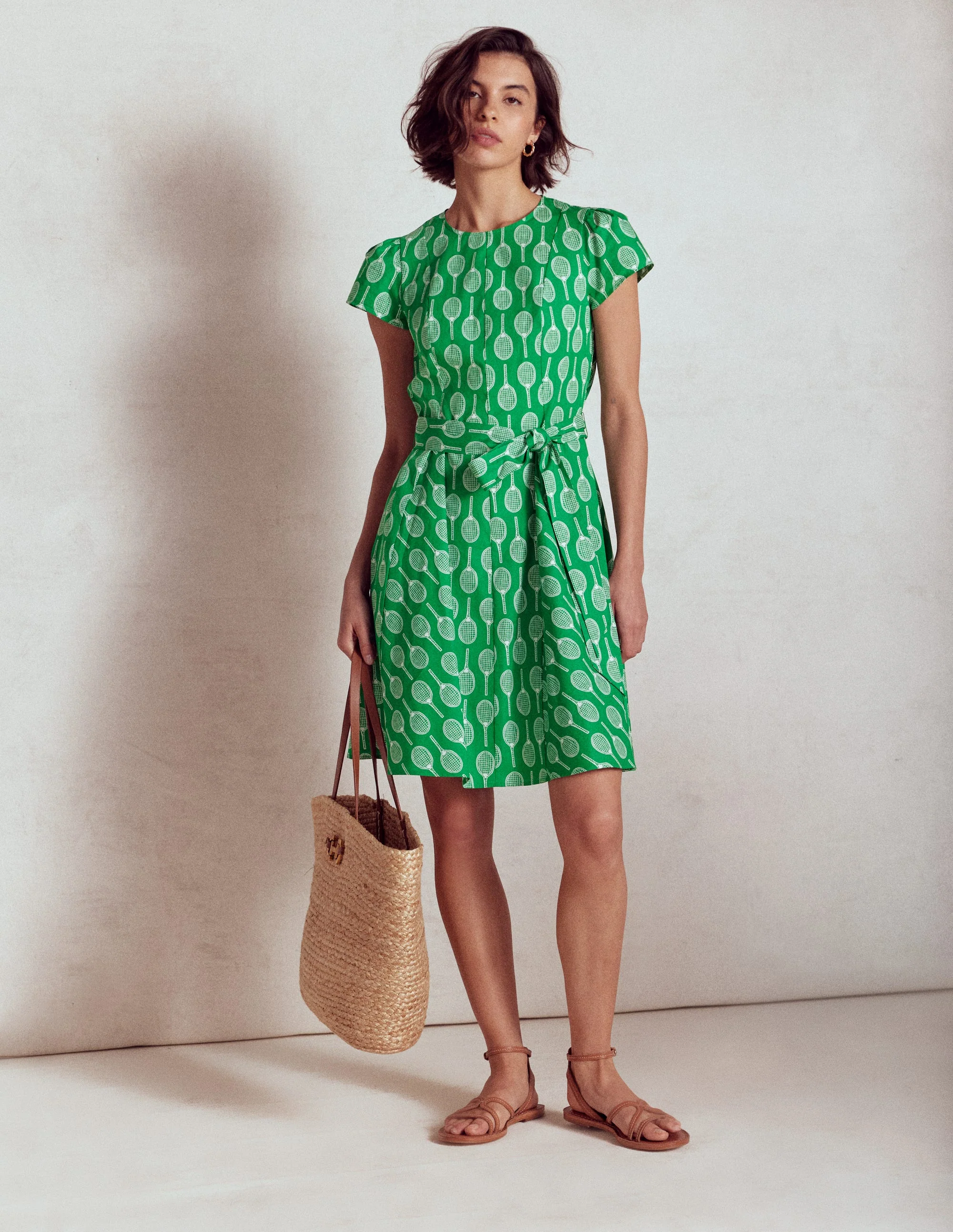 Imo Kurzes Godet-Kleid aus Baumwolle-Smaragdgrün, Tennis - Image 4