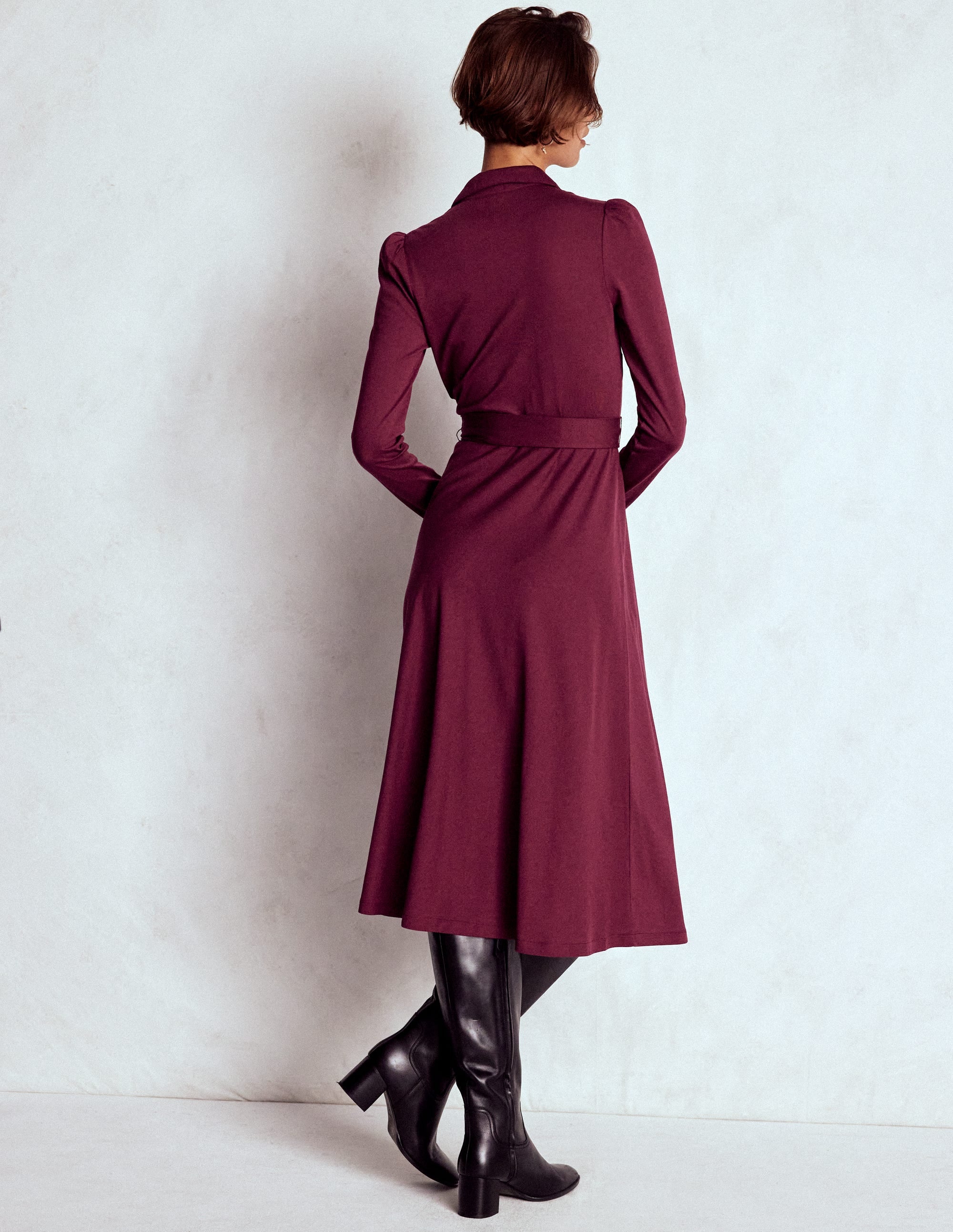 Imogen Jerseykleid mit Kragen-Dunkelviolett - Image 3