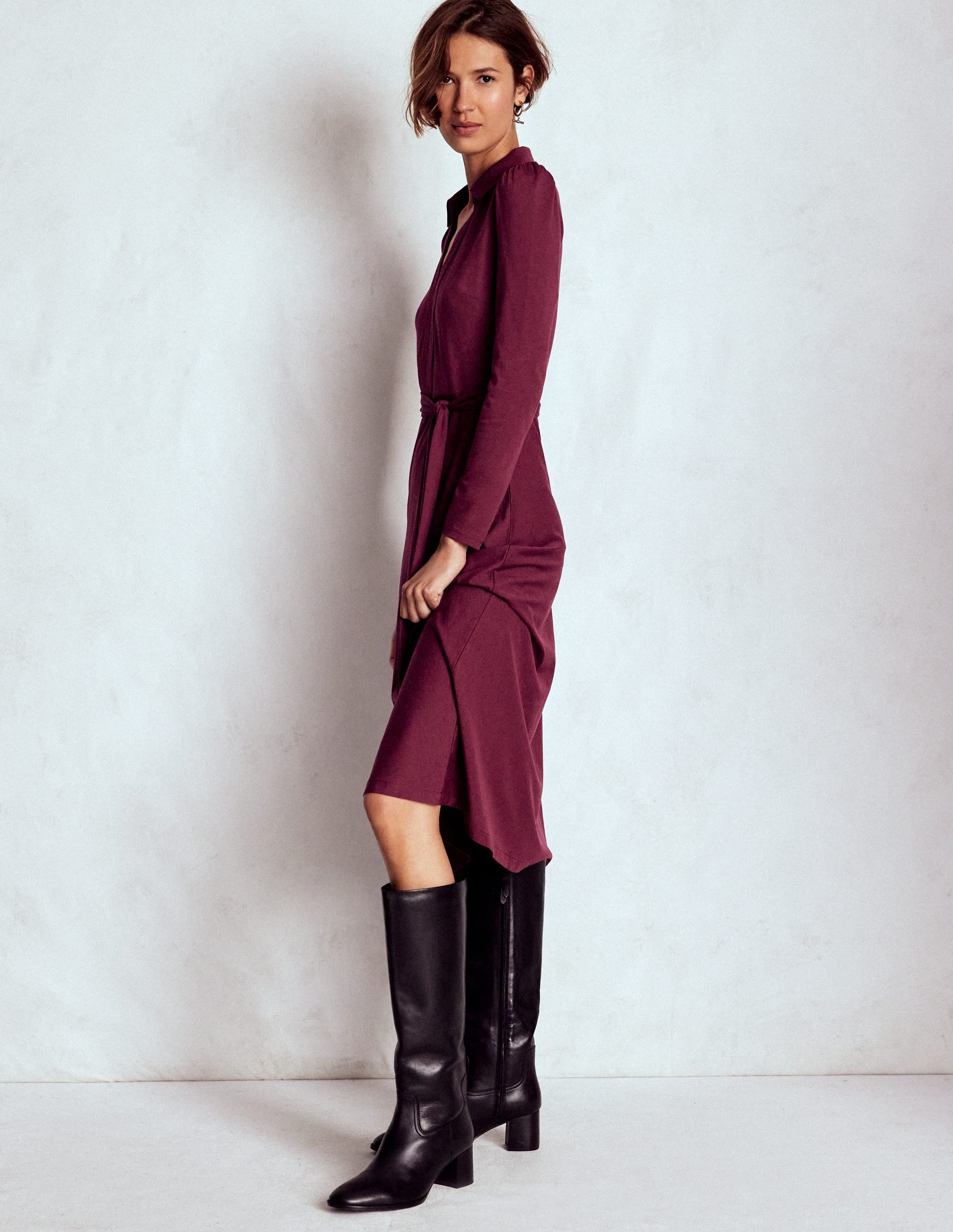 Imogen Jerseykleid mit Kragen-Dunkelviolett - Image 4