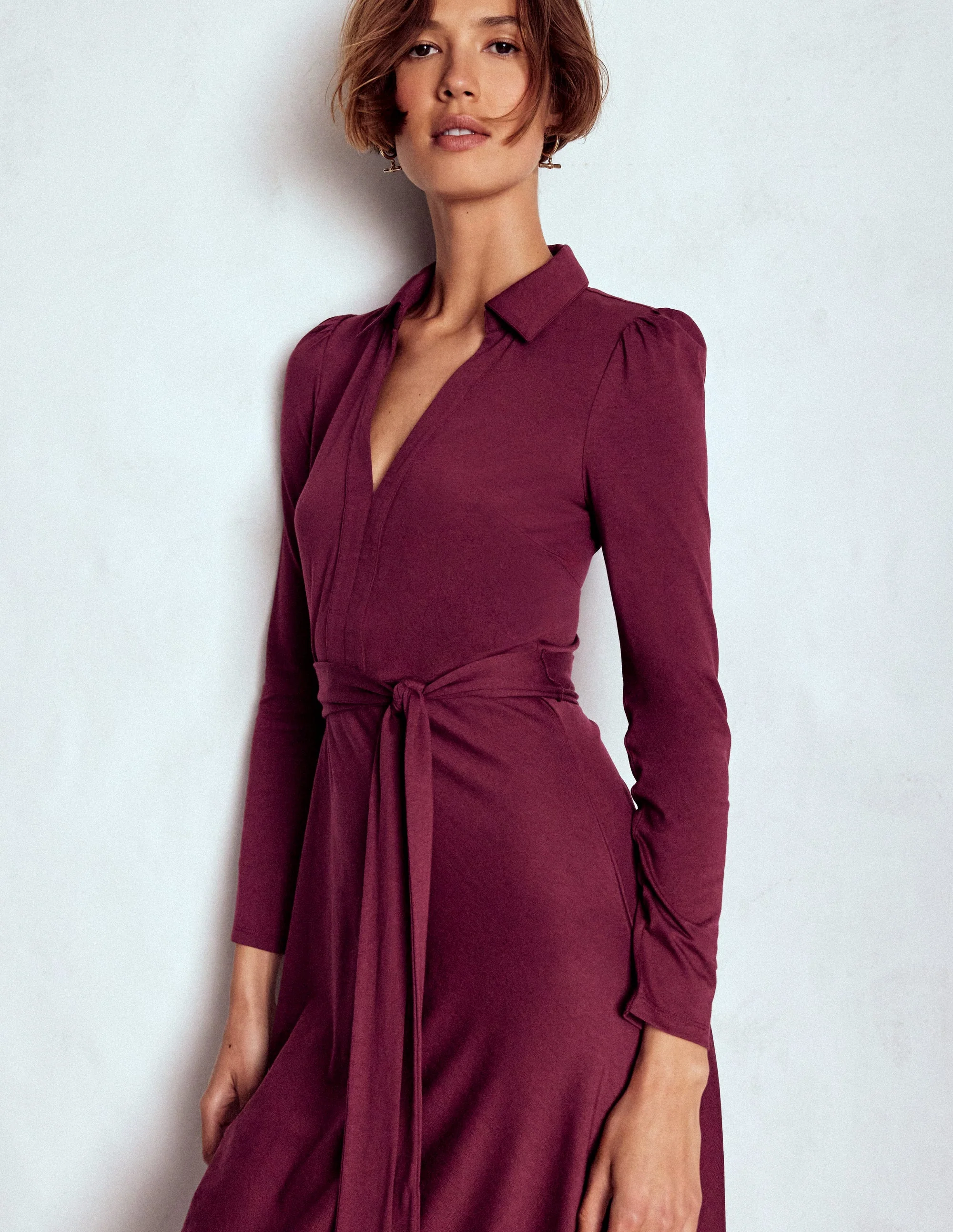 Imogen Jerseykleid mit Kragen-Dunkelviolett - Image 5