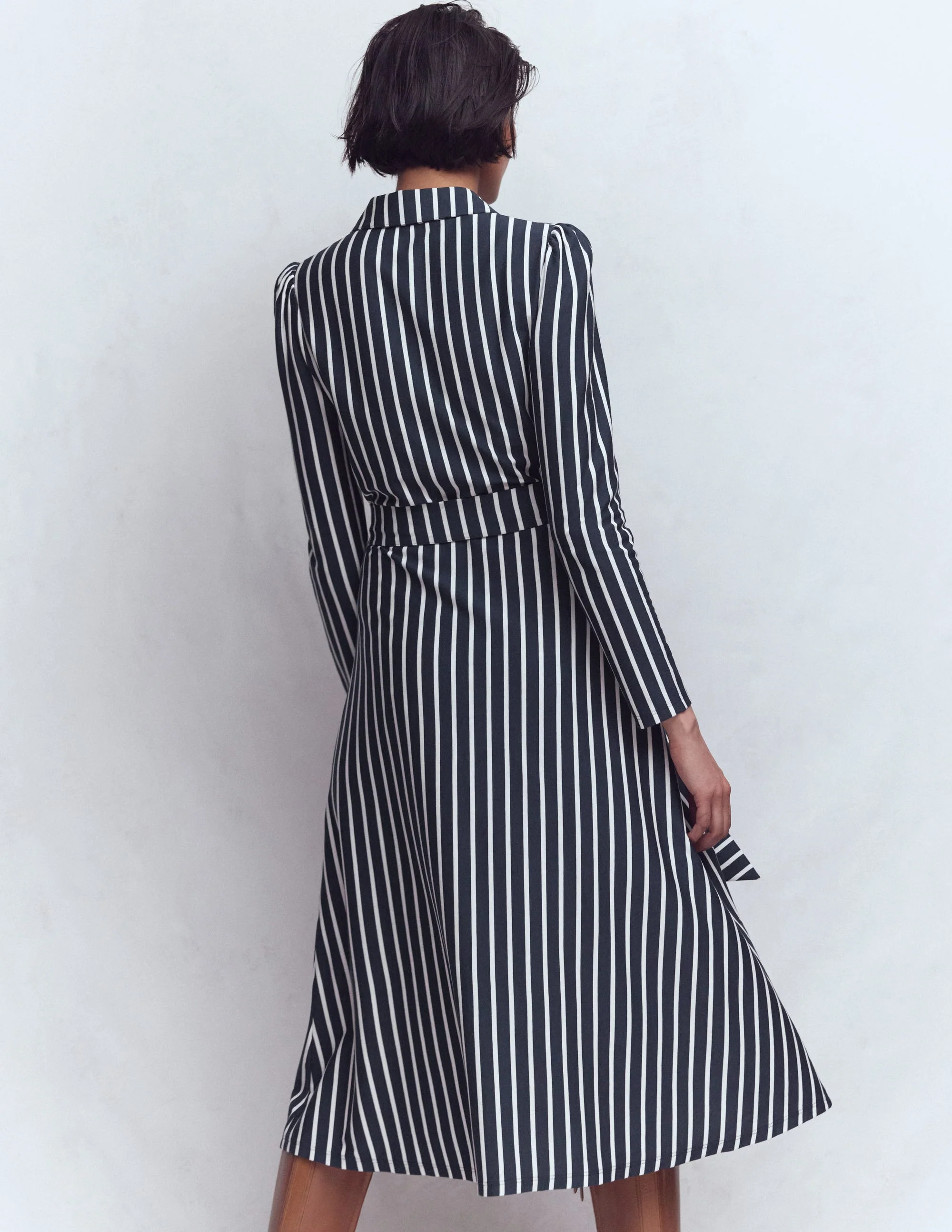 Imogen Jerseykleid mit Kragen-Französisches Navy/Naturweiß, Gestreift - Image 3
