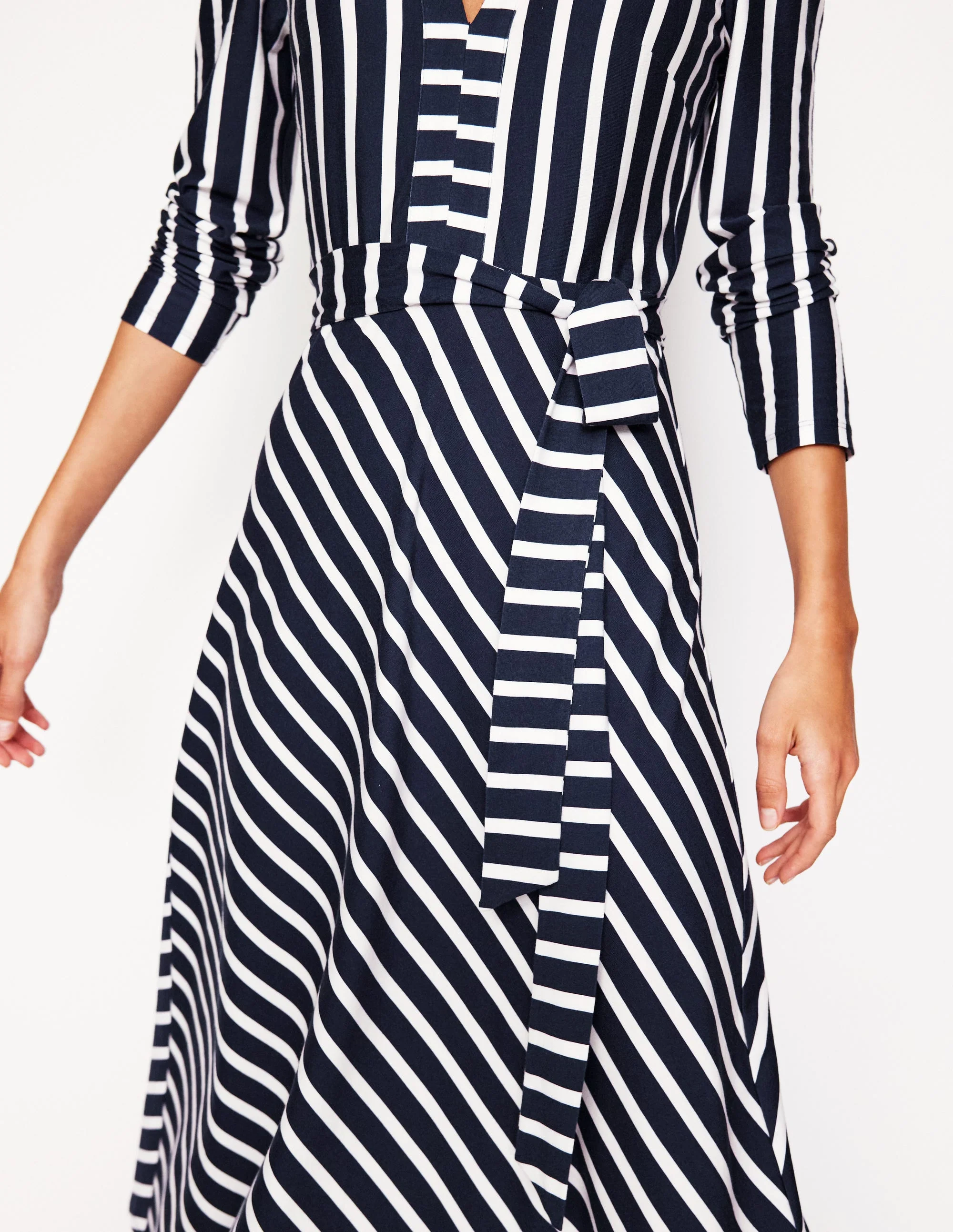 Imogen Jerseykleid mit Kragen-Französisches Navy/Naturweiß, Gestreift - Image 2