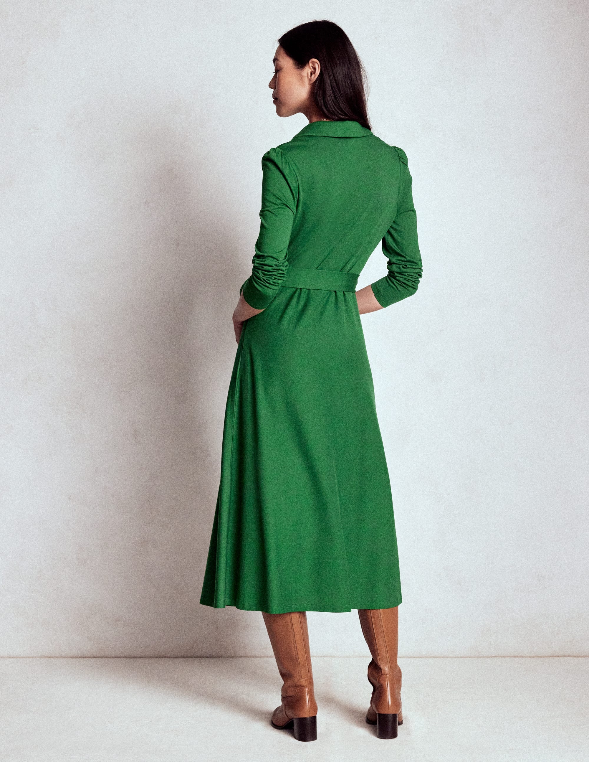 Imogen Jerseykleid mit Kragen-Kieferngrün - Image 3
