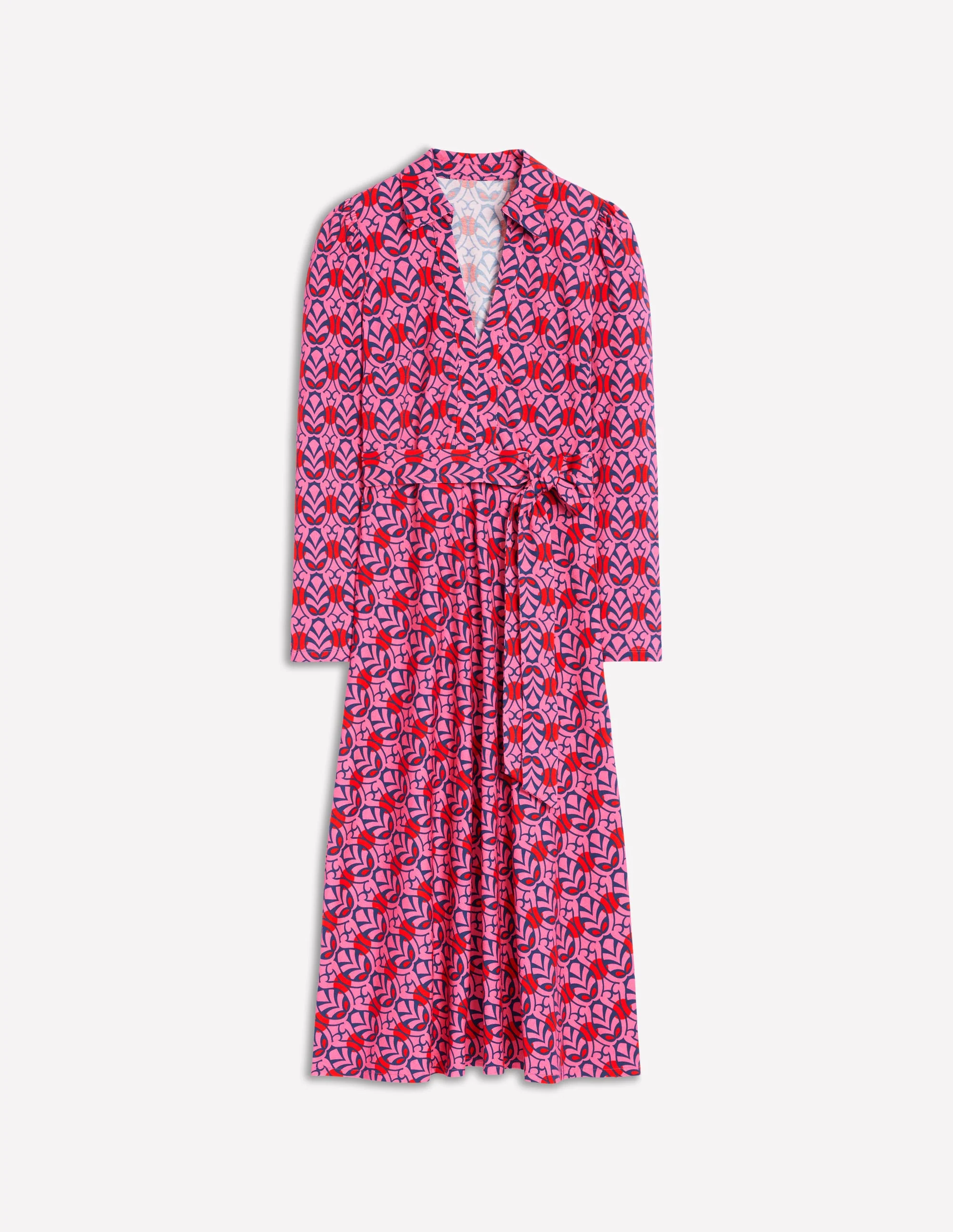 Imogen Jerseykleid mit Kragen-Sorbetrosa, Blattterrasse - Image 5