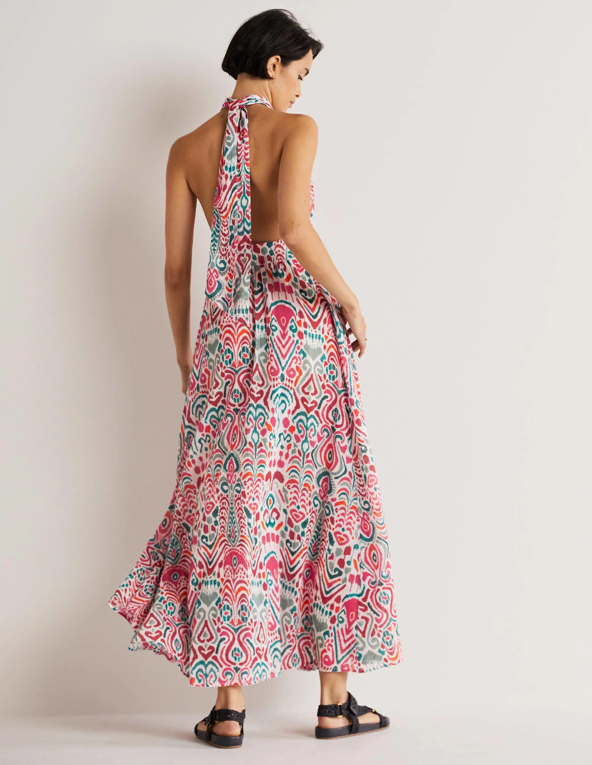 Imogen Neckholder-Maxikleid-Bunt, Ikat-Muster - Image 3