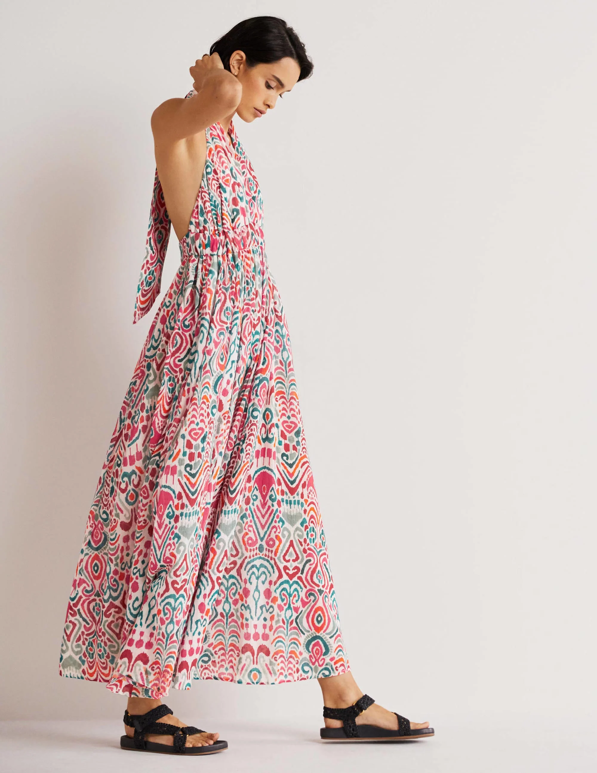 Imogen Neckholder-Maxikleid-Bunt, Ikat-Muster - Image 4