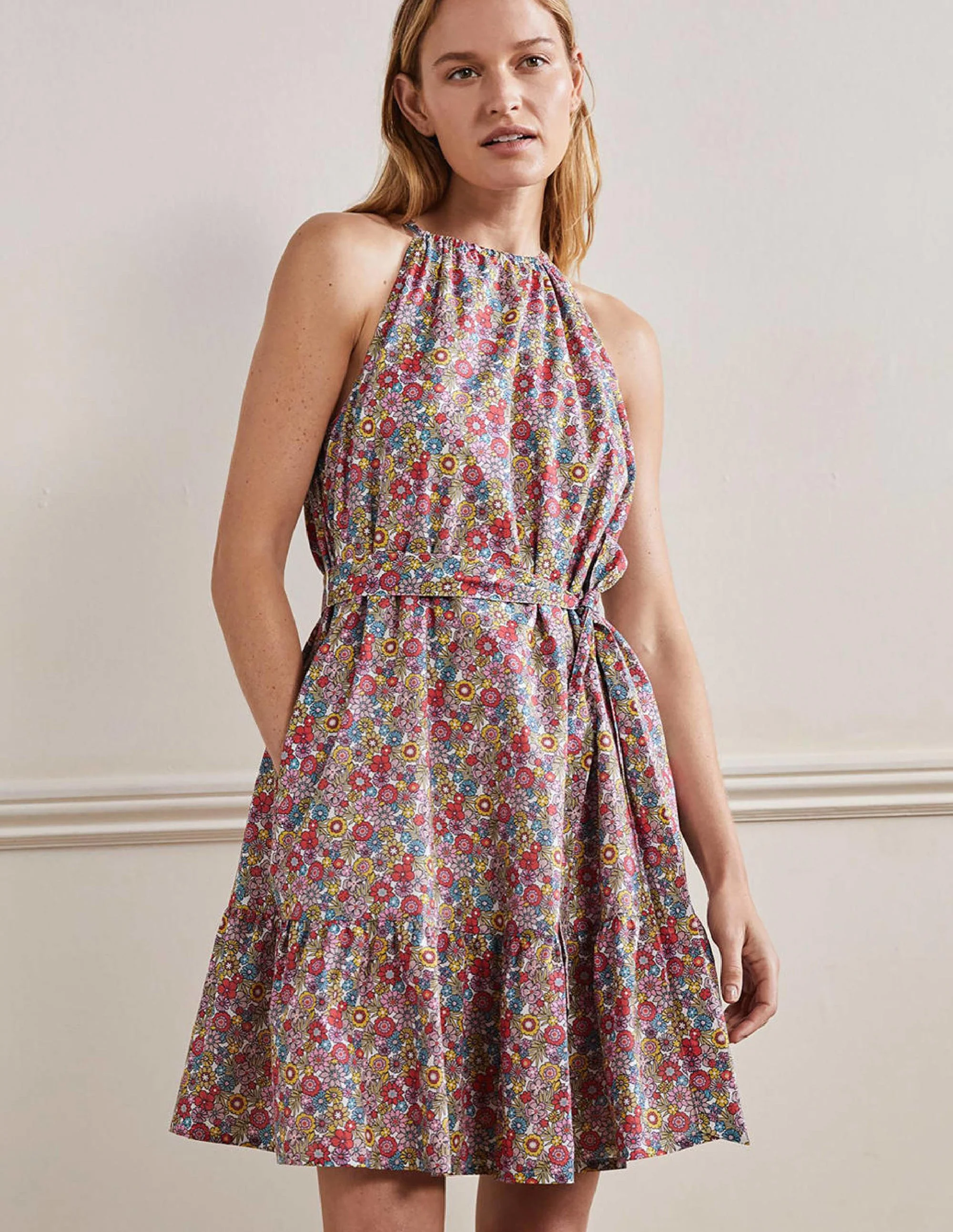 Ingrid Neckholder-Kleid-Bunt, Blütengarten