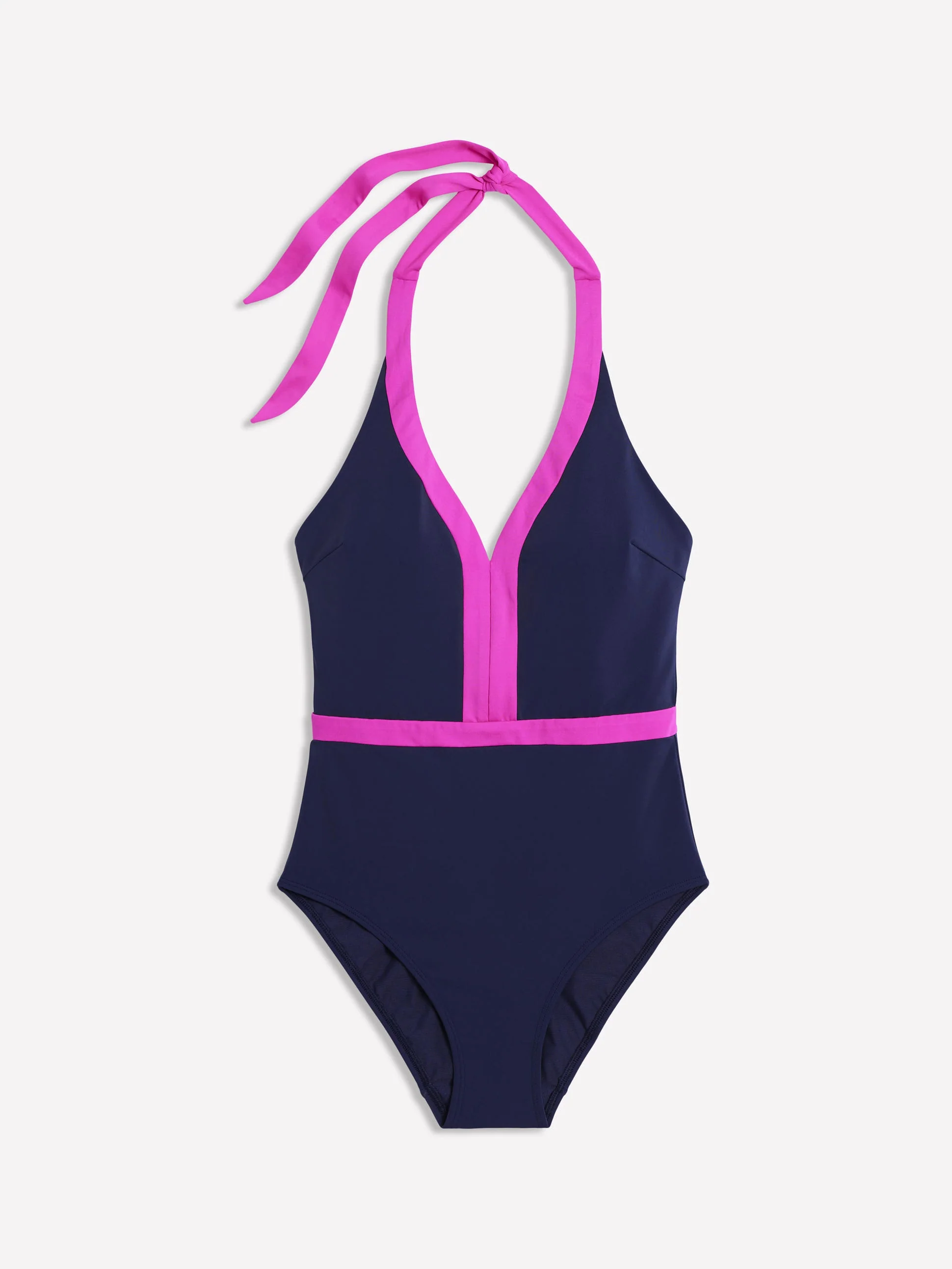 Ios Badeanzug mit V-Einsatz-Marineblau, Rosa - Image 5