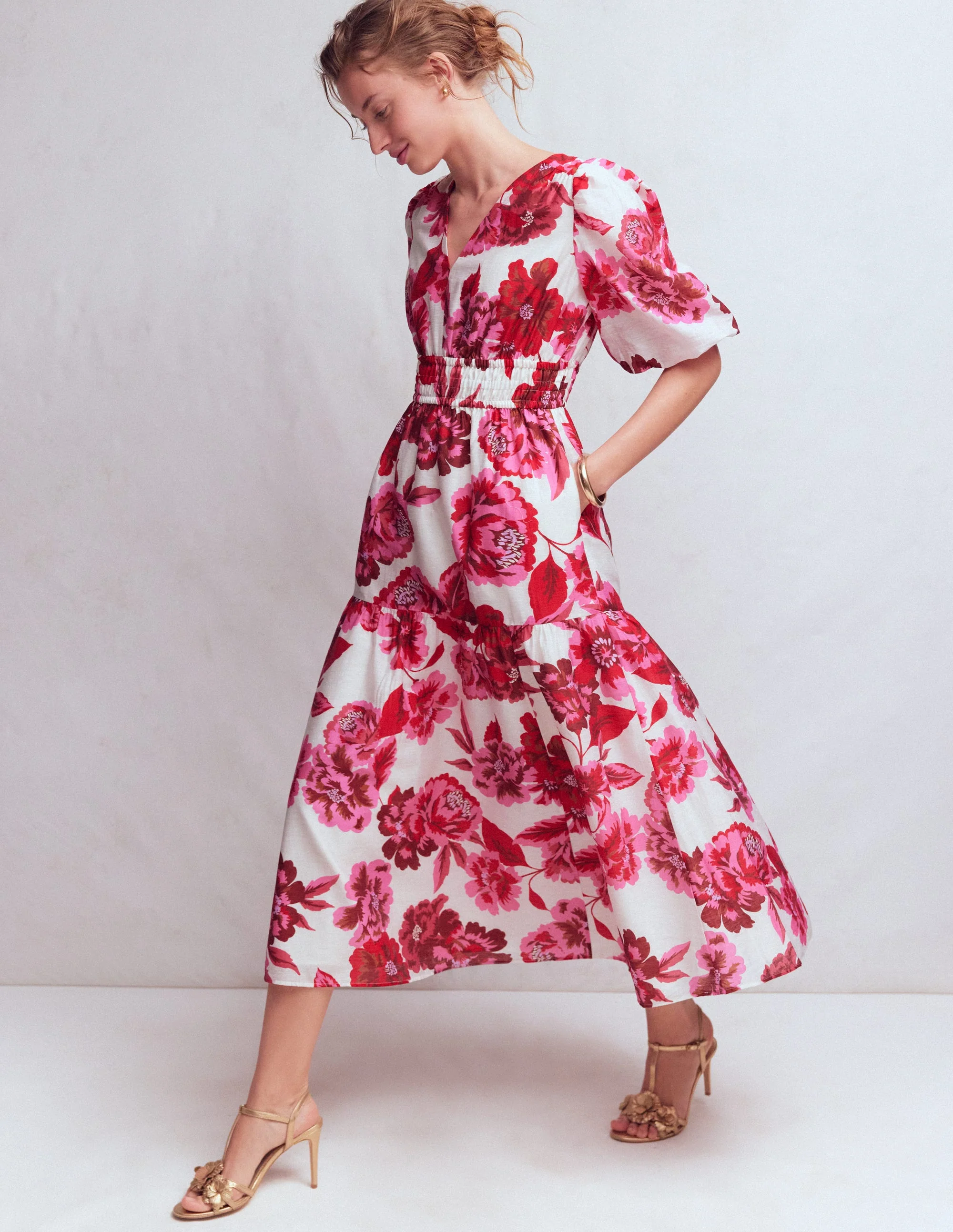 Irene Kleid für besondere Anlässe-Rosa Opulente Blüten - Image 4