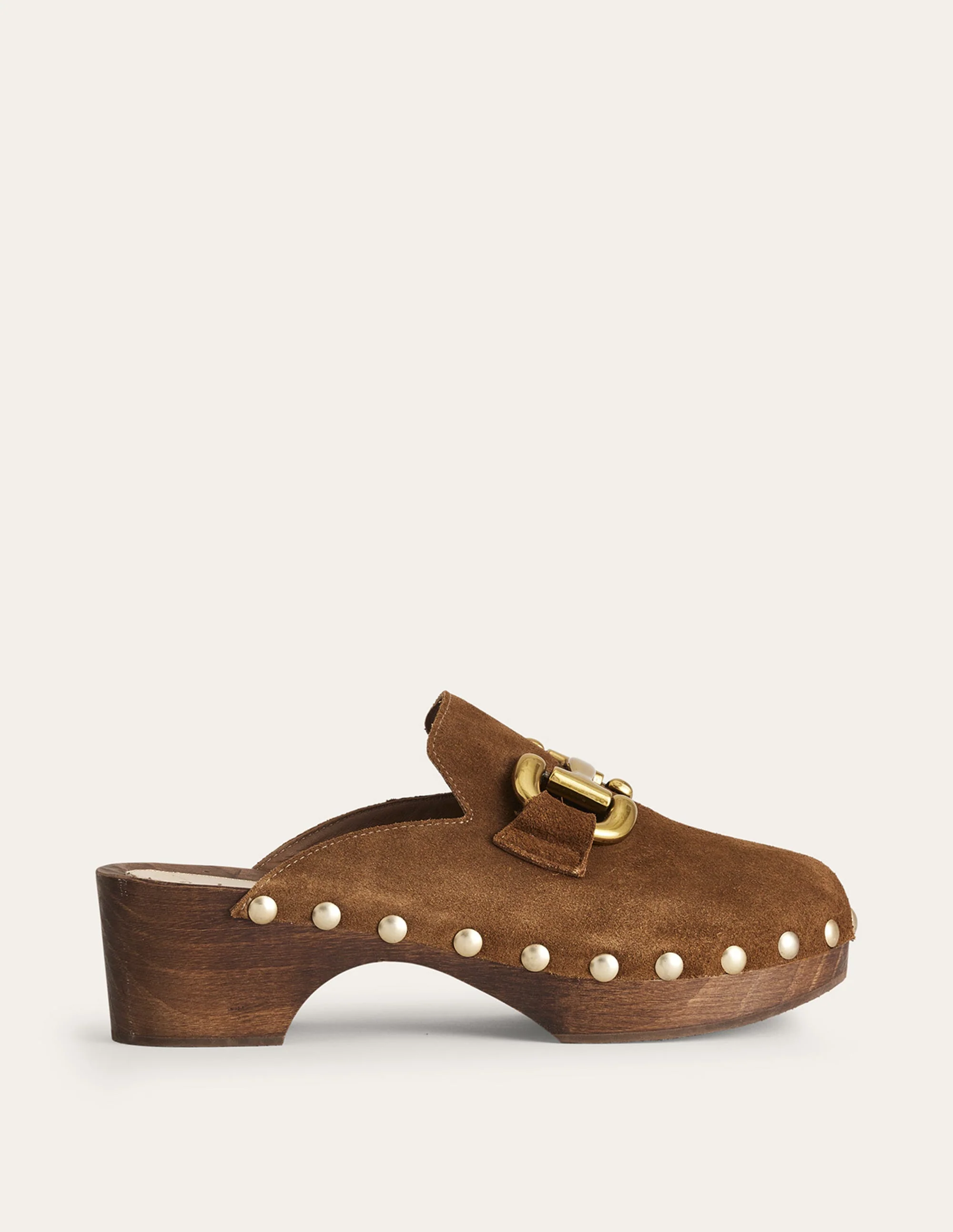 Iris Absatz-Clogs mit Trensendetail-Goldbraun Wildleder - Image 2