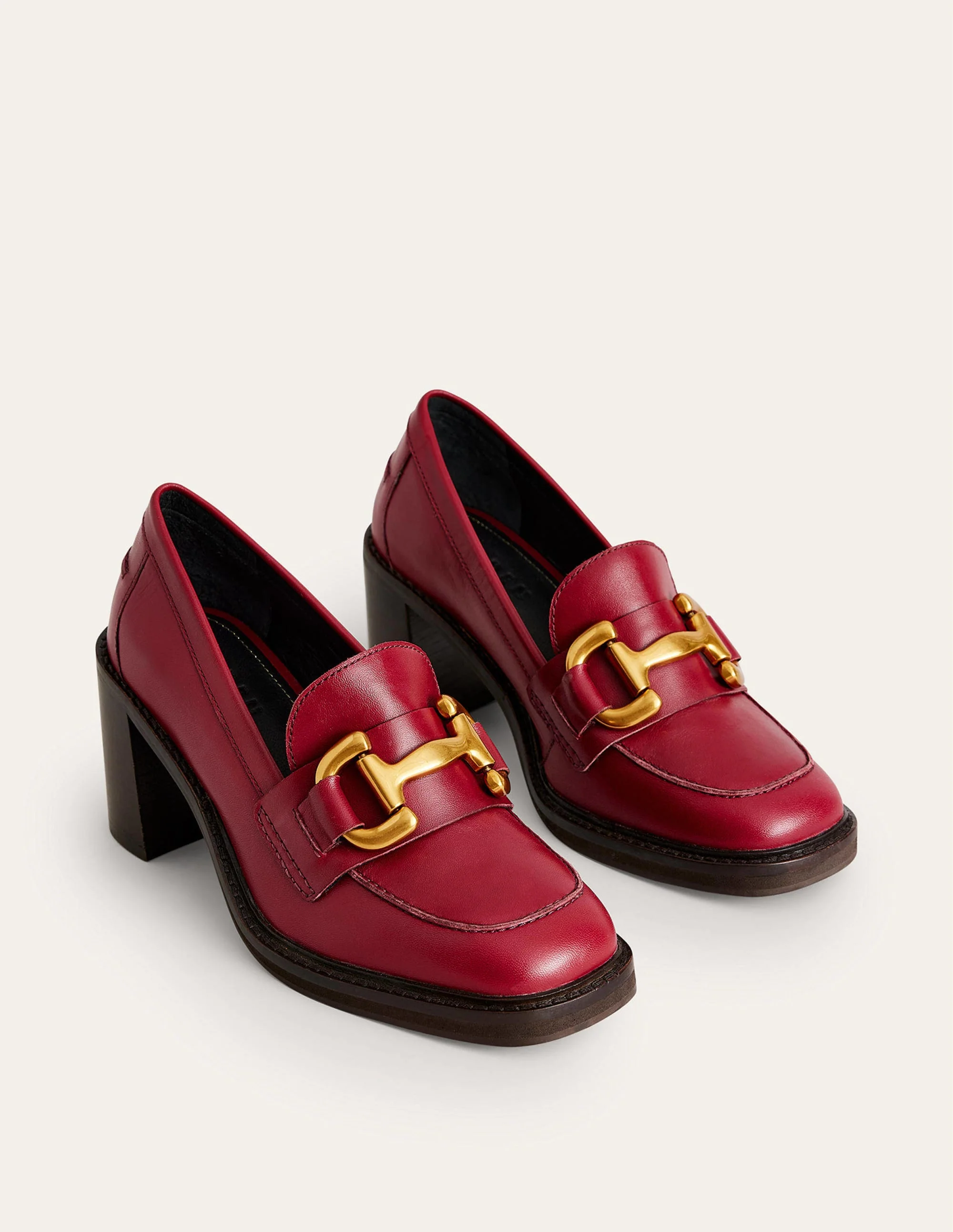 Iris Absatz-Loafer mit Trensendetail-Dunkelrotes Leder - Image 4