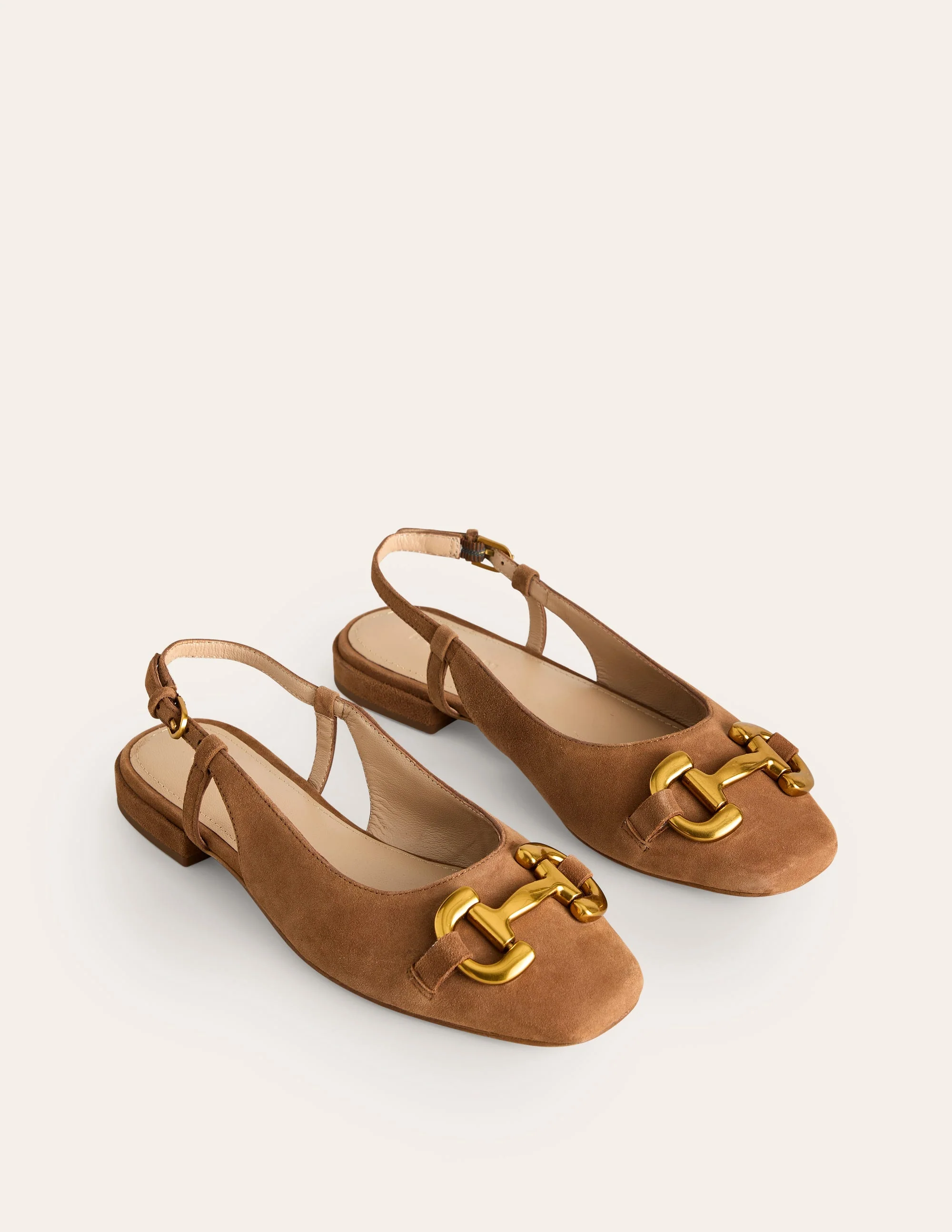 Iris Ballerinas mit Fersenriemen und Trensendetail-Hellbraun Veloursleder - Image 3