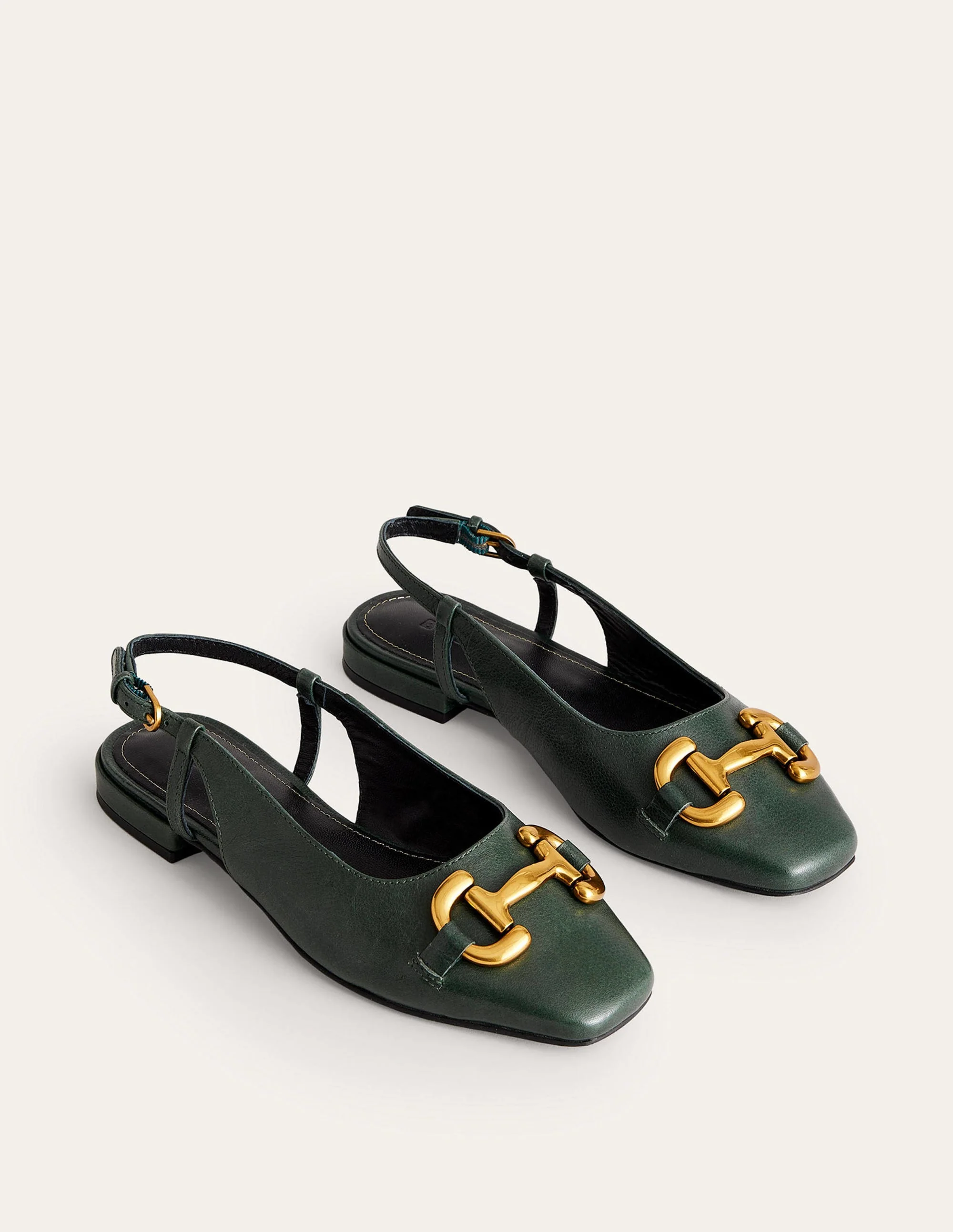 Iris Ballerinas mit Fersenriemen und Trensendetail-Wintergrün Leder - Image 4