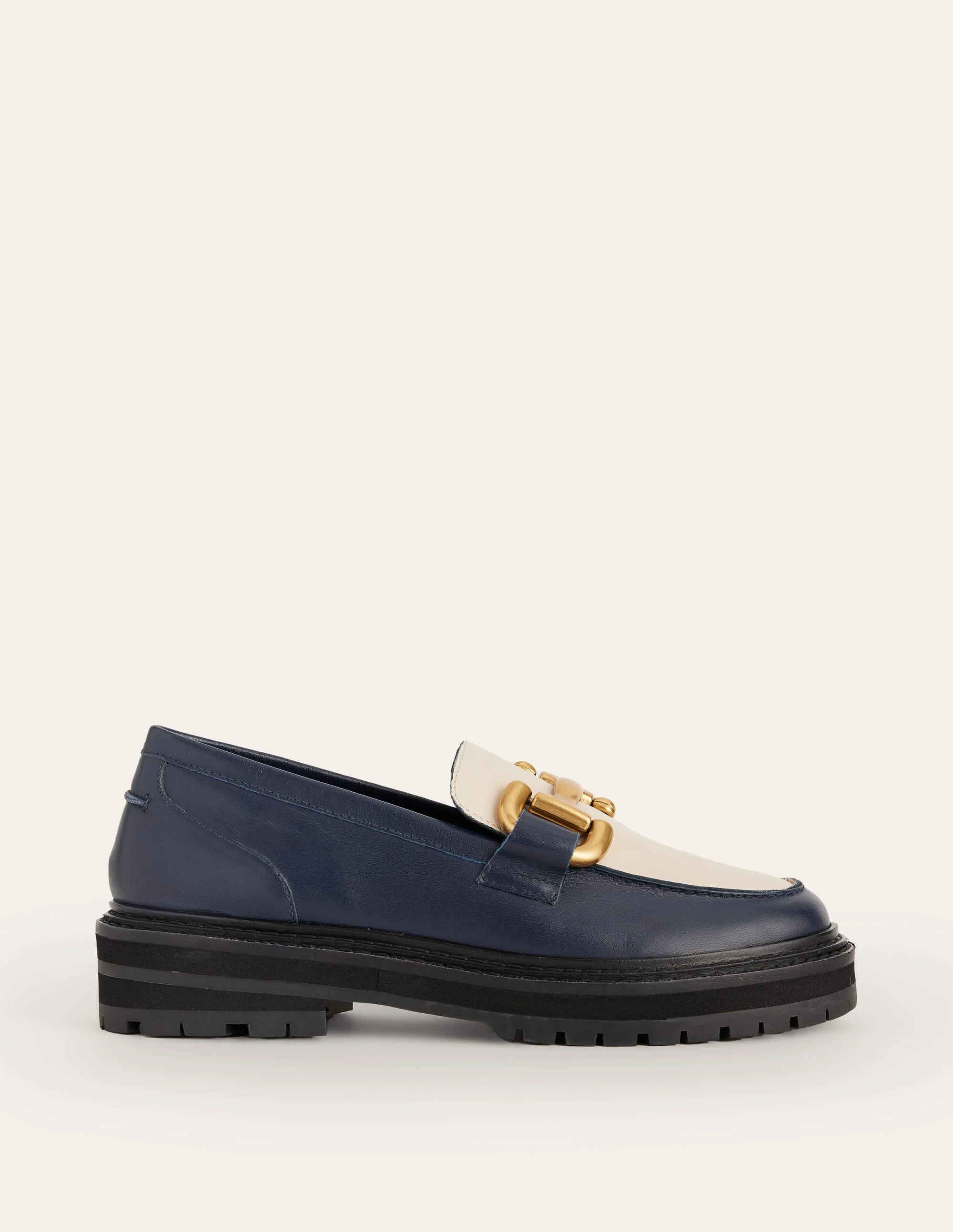 Iris Klobige Loafer mit Trensendetail-Navy/Ecru - Image 2