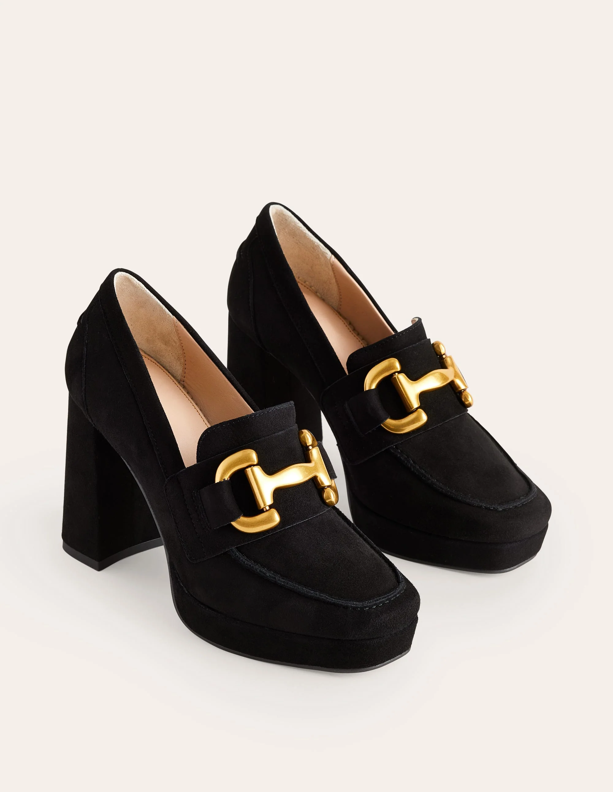 Iris Loafer mit Trensendetail und Plateausohle-Schwarz, Veloursleder - Image 3