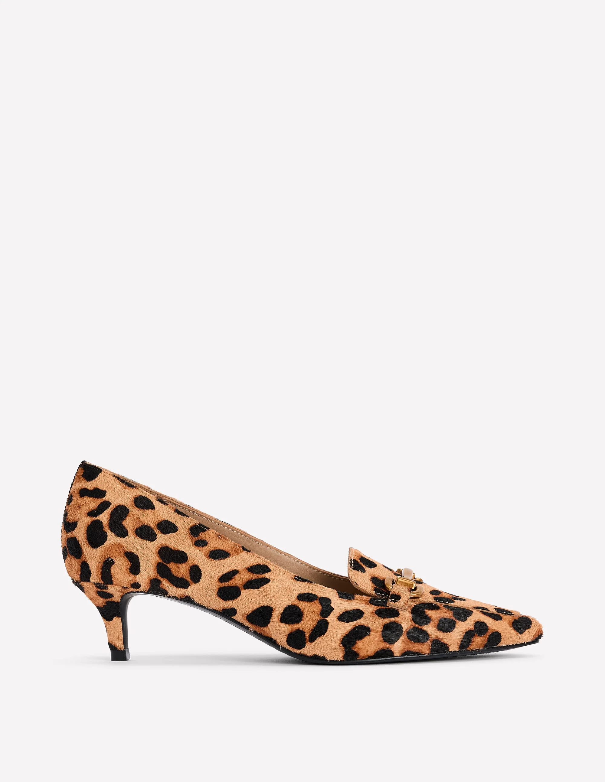 Iris Spitze Loafer mit Absatz und Trensendetail-Mohair, Leopardenmuster