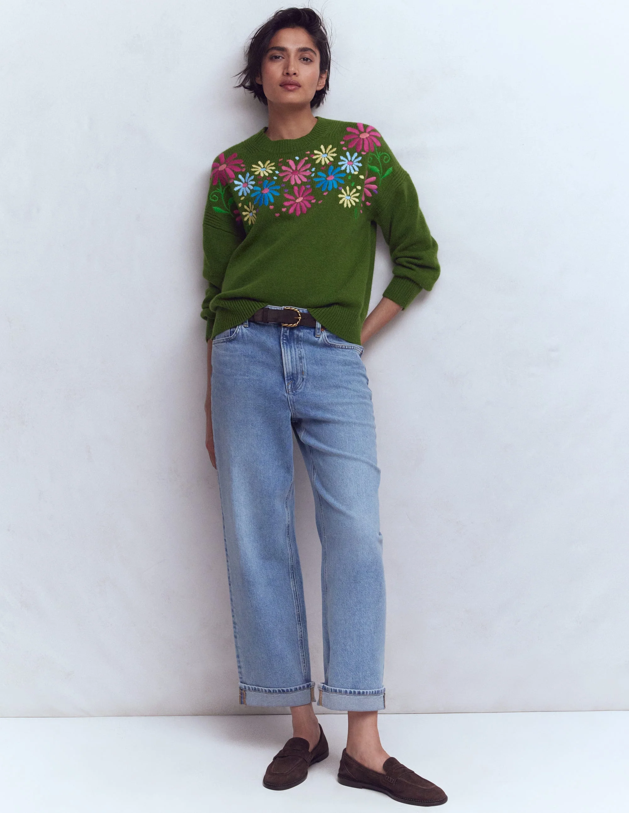 Isa Bestickter Pullover-Kräutergarten, Grün Blumen - Image 4