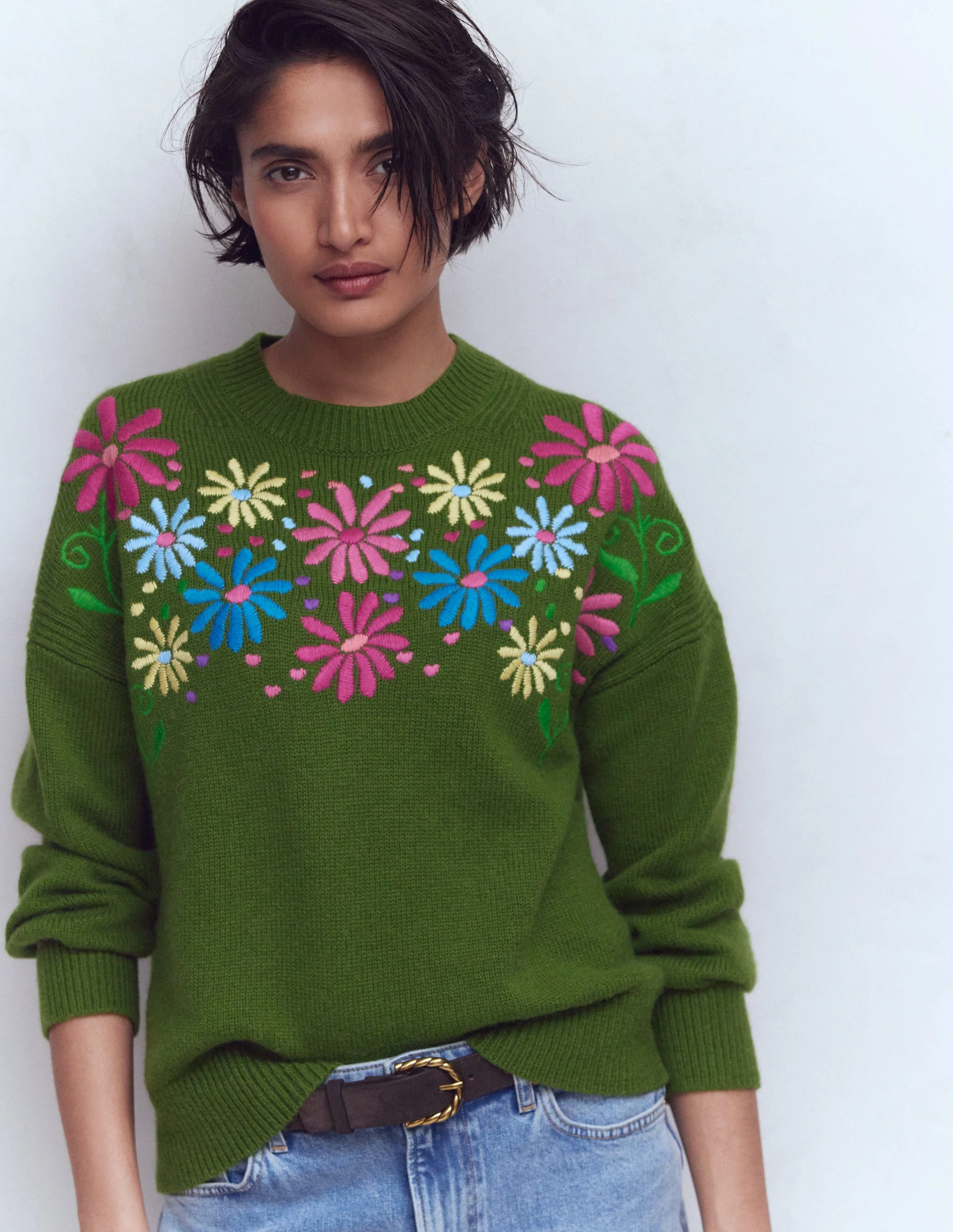 Isa Bestickter Pullover-Kräutergarten, Grün Blumen - Image 5