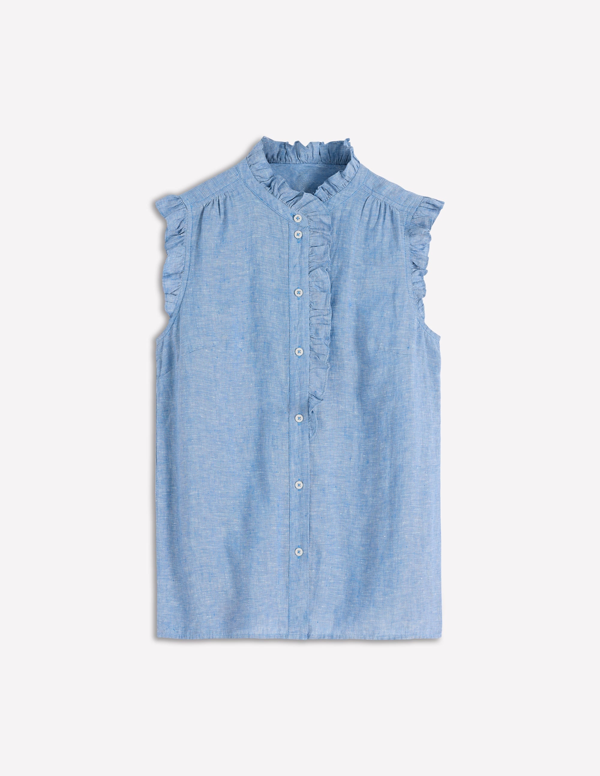 Isabel Ärmelloses Leinenoberteil-Blauer Faux-Uni - Image 6