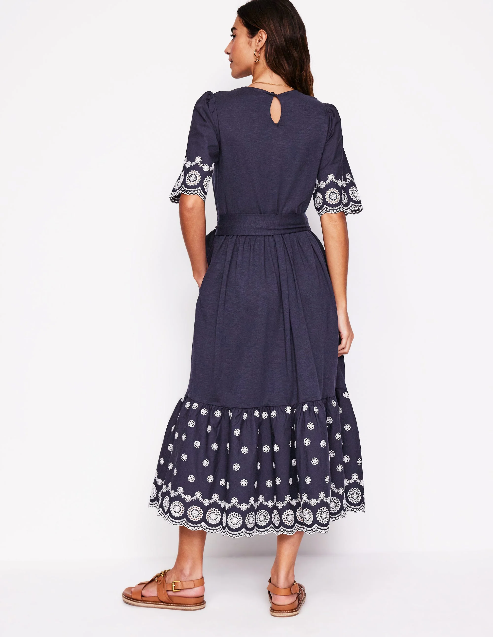 Isabel Maxikleid mit Lochstickerei-Mix-Aqua Marine Marl - Image 3
