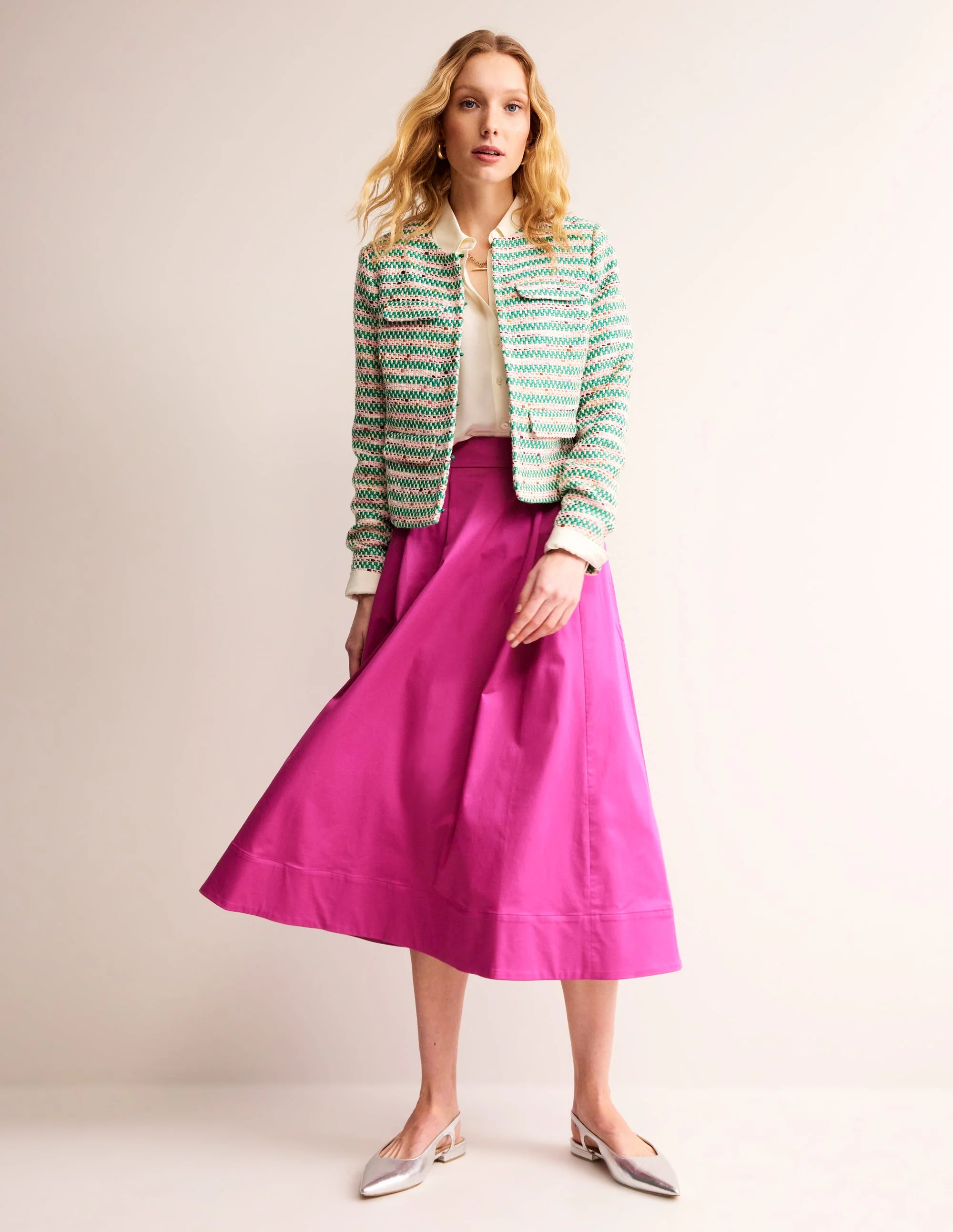 Isabella Rock aus Baumwollsatin-Magenta