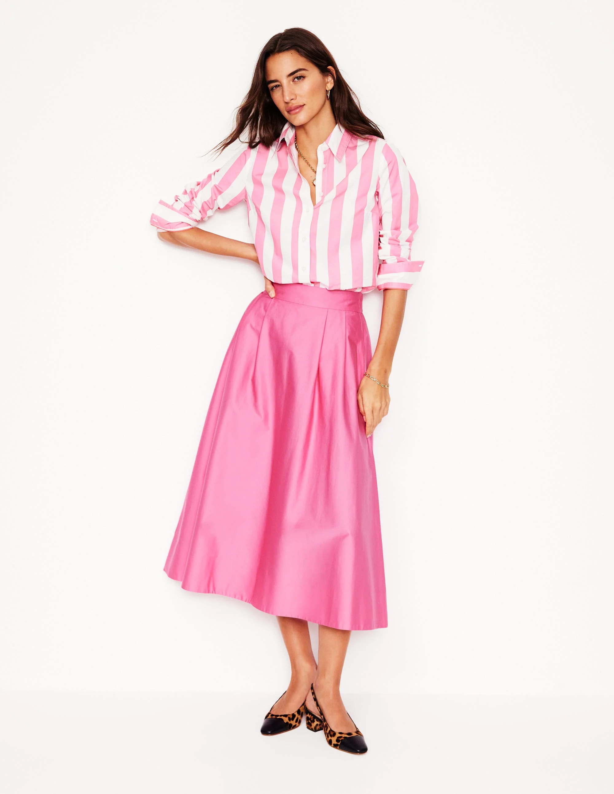 Isabella Rock aus Baumwollsatin-Sorbet-Rosa