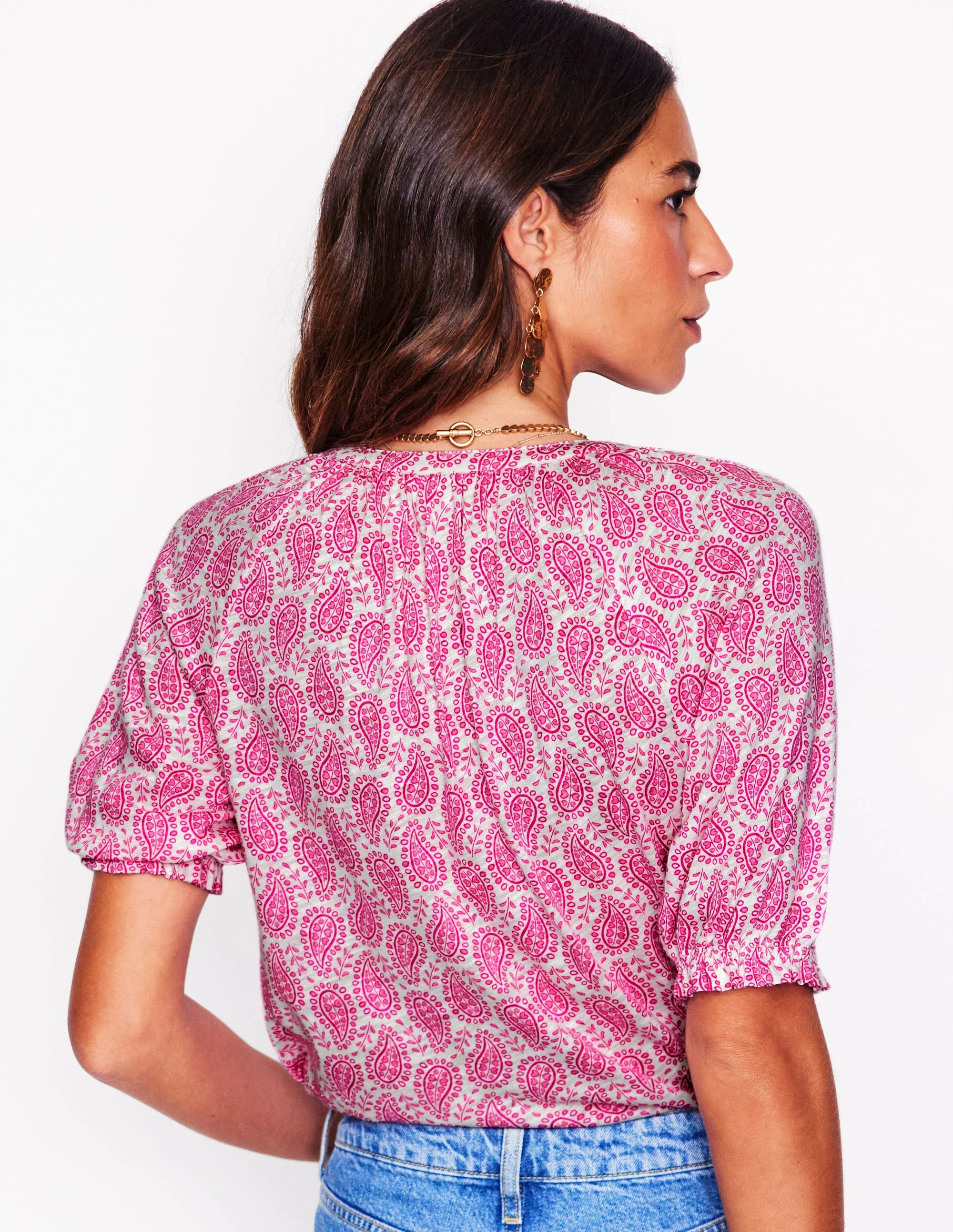 Isla Jerseyhemd-Cosmos Pink, Paisley-Herz - Image 3