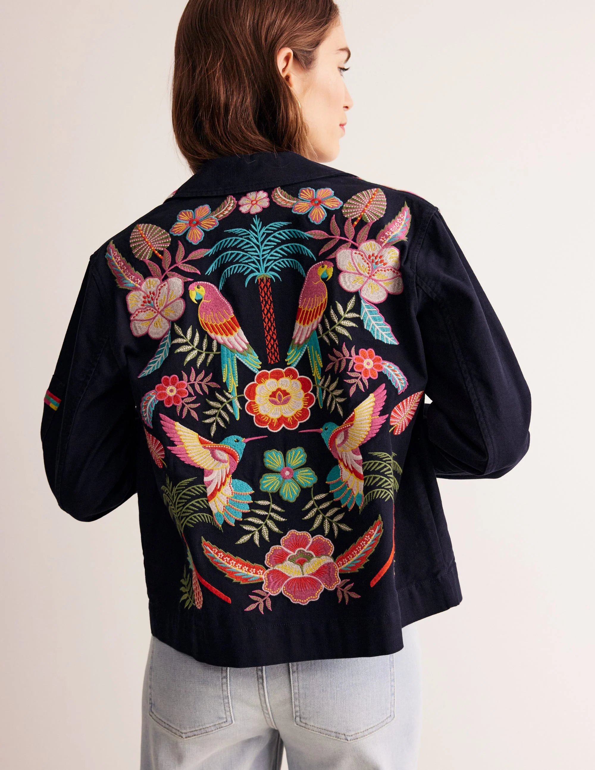 Islington Bestickte Jacke-Marineblau, Papagei - Image 4