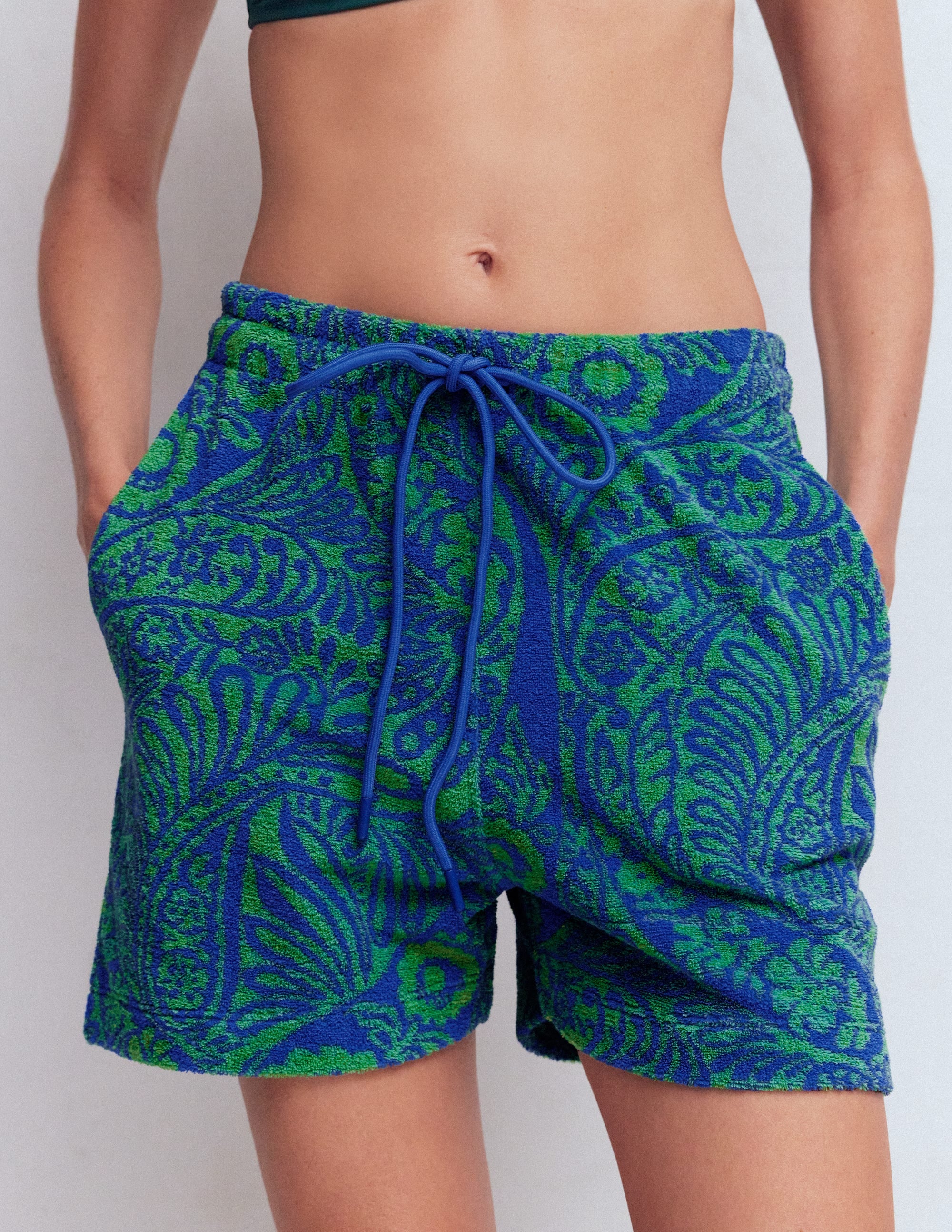 Islington Frottee-Shorts-Grün/Blau, Verwunschenes Paisleymuster - Image 4