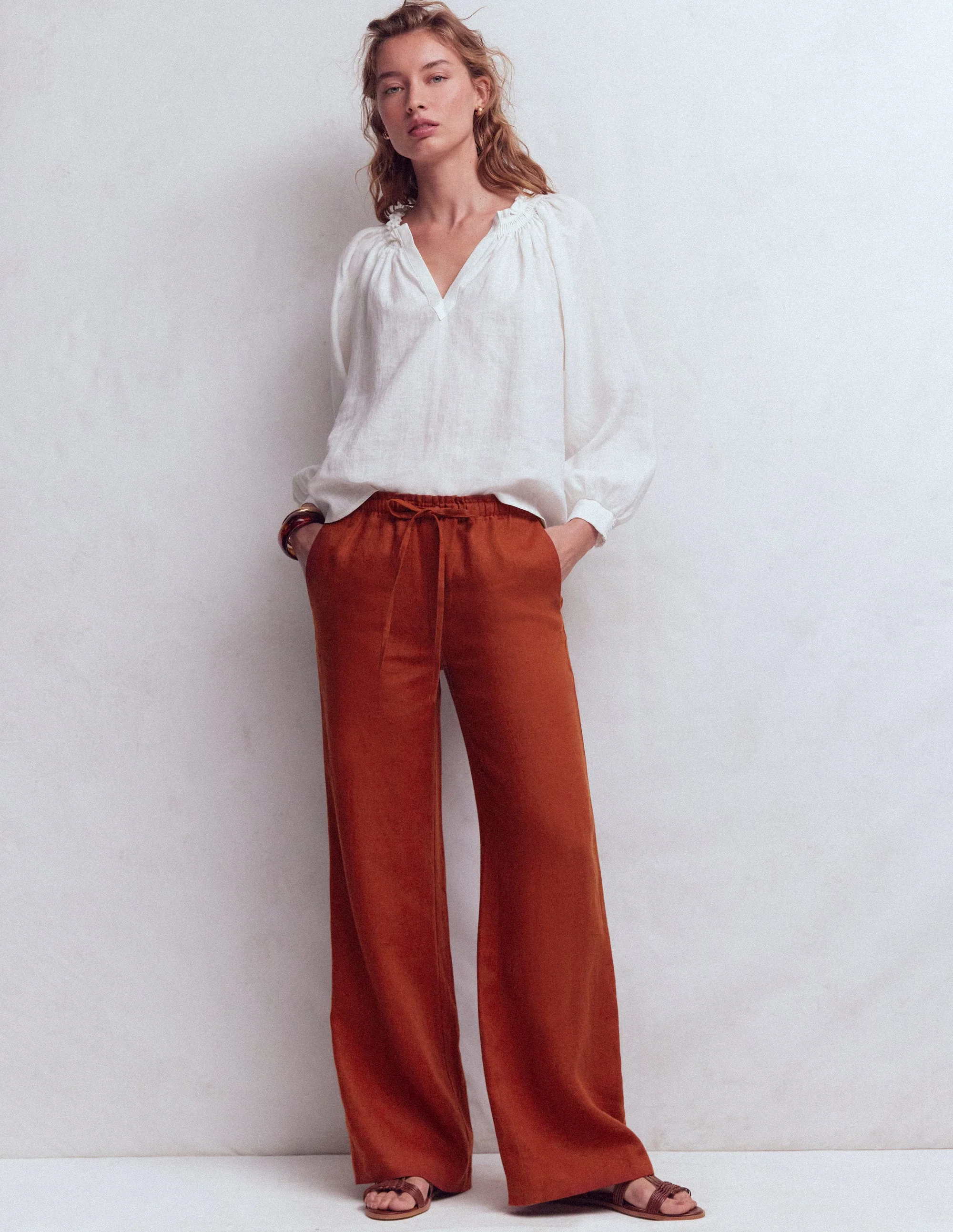 Islington Leinenhose-Braun-Orange