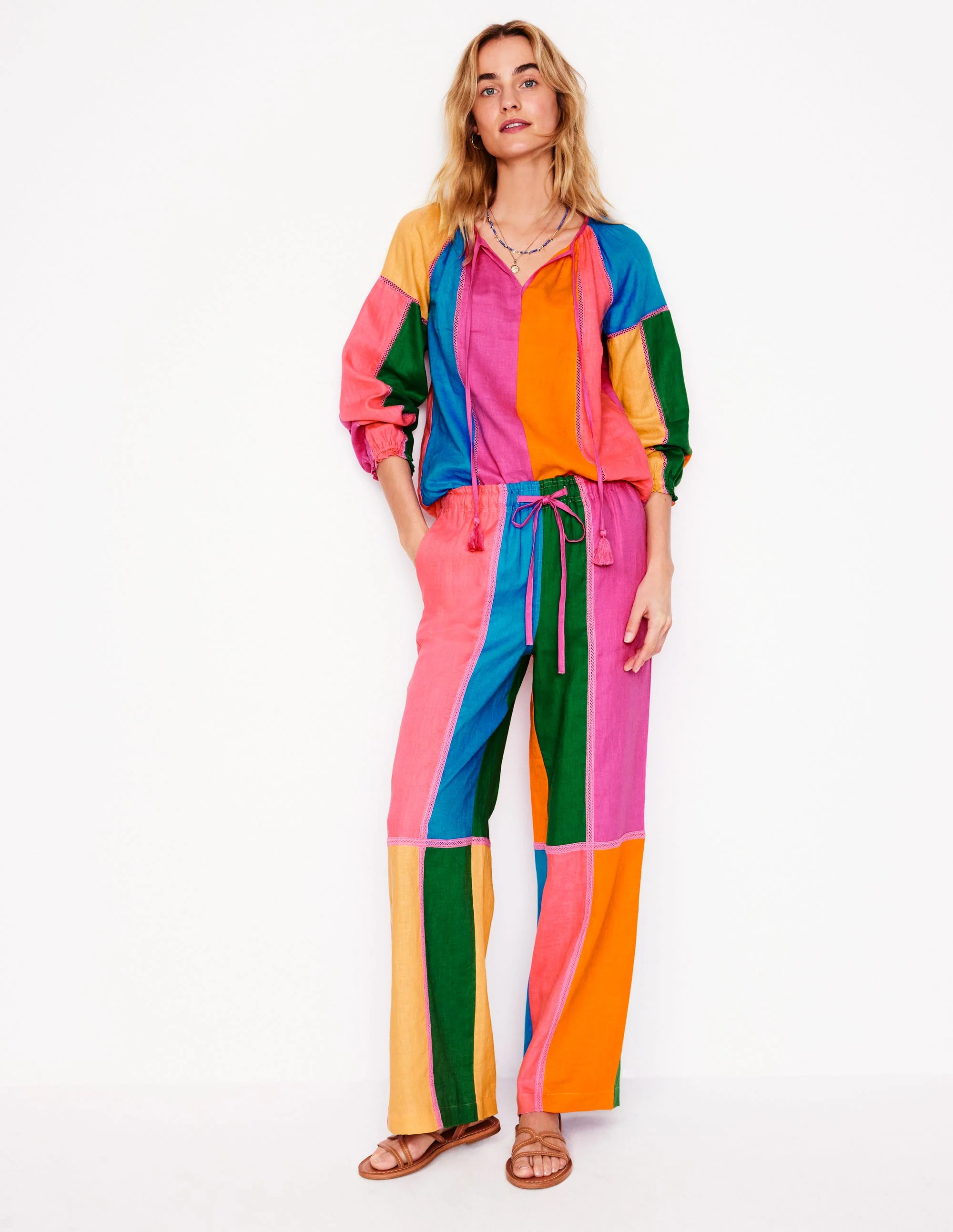 Islington Leinenhose-Bunt, Blockfarben