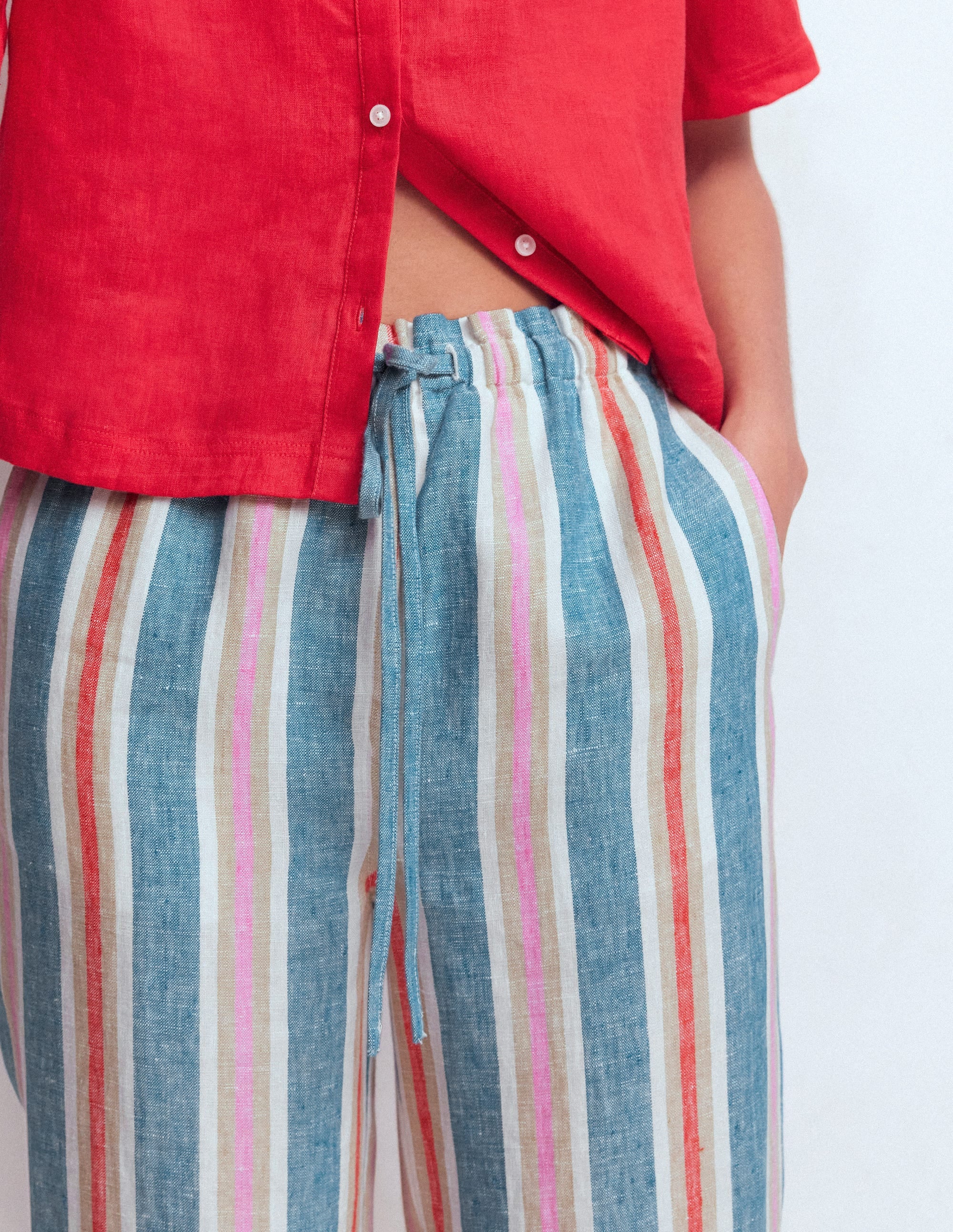 Islington Verkürzte Leinenhose-Fayence und Rose Bunte Streifen - Image 2