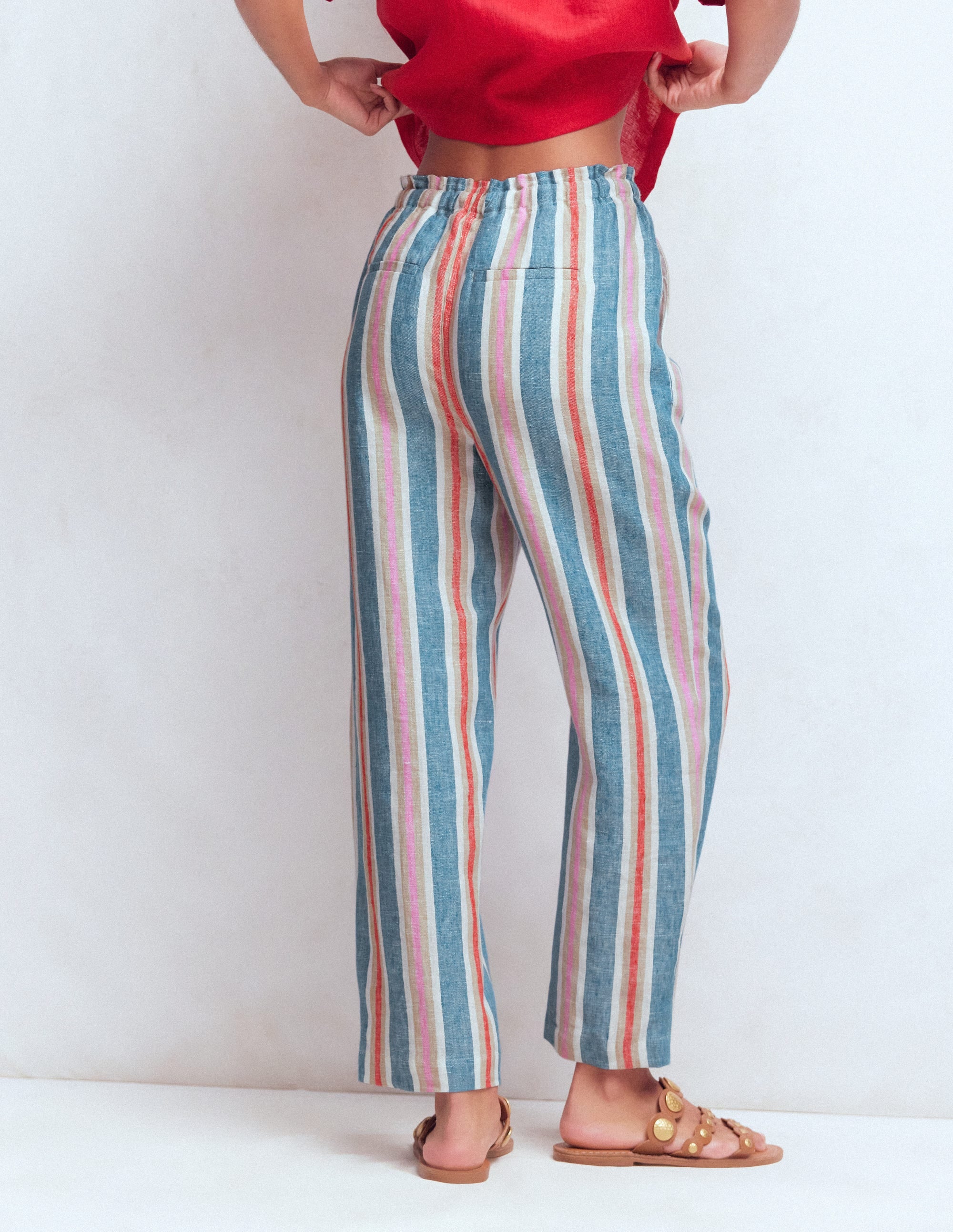 Islington Verkürzte Leinenhose-Fayence und Rose Bunte Streifen - Image 3