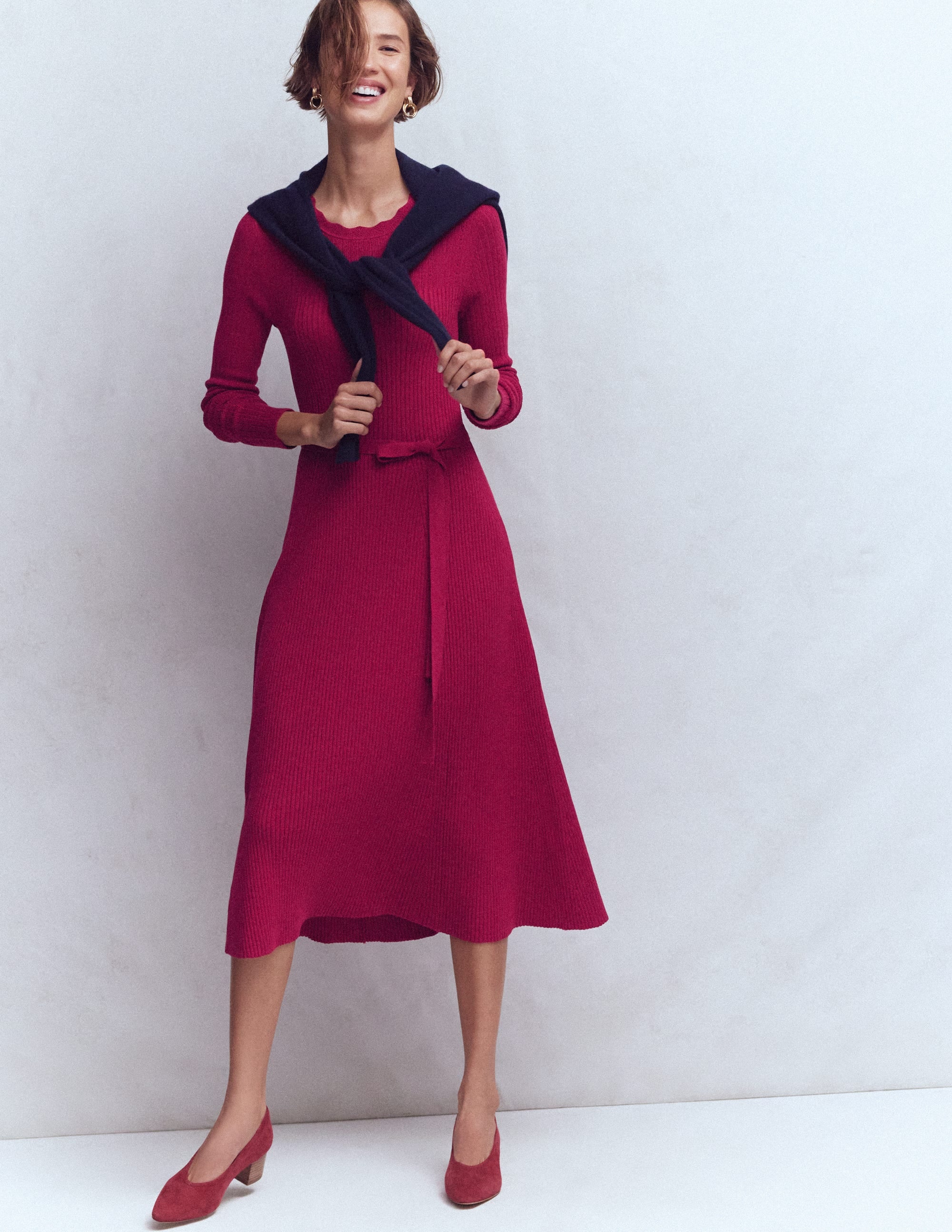 Isobel Strick-Midikleid-Granatapfel - Image 4