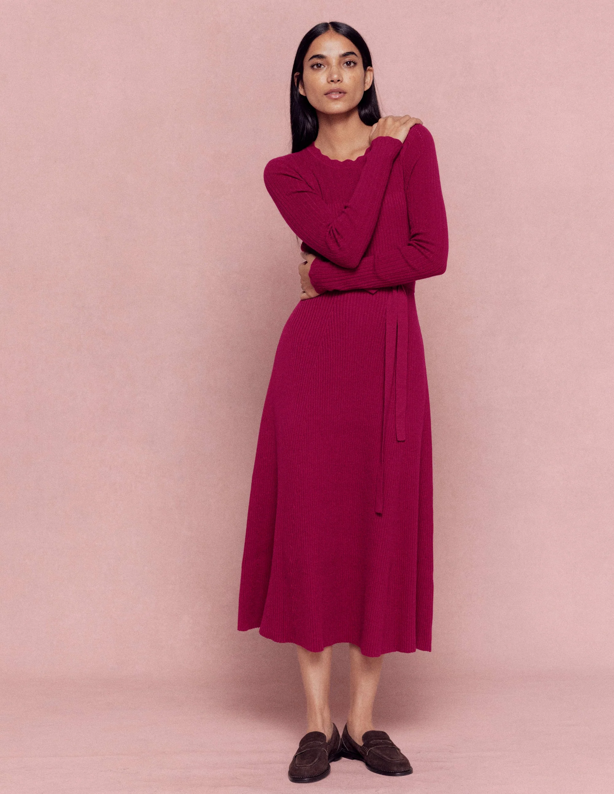 Isobel Strick-Midikleid-Granatapfel - Image 6