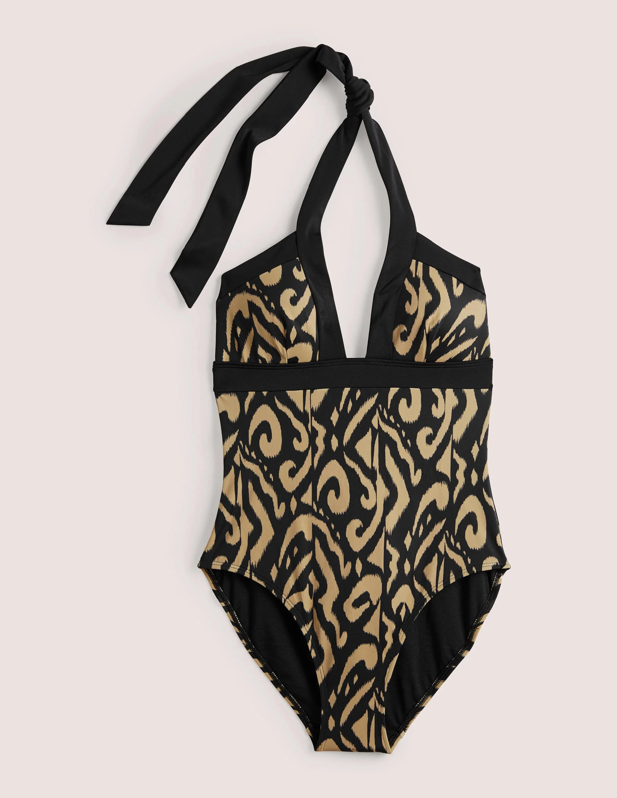 Ithaca Neckholder-Badeanzug-Sattes Schwarz, Ikat-Muster - Image 5