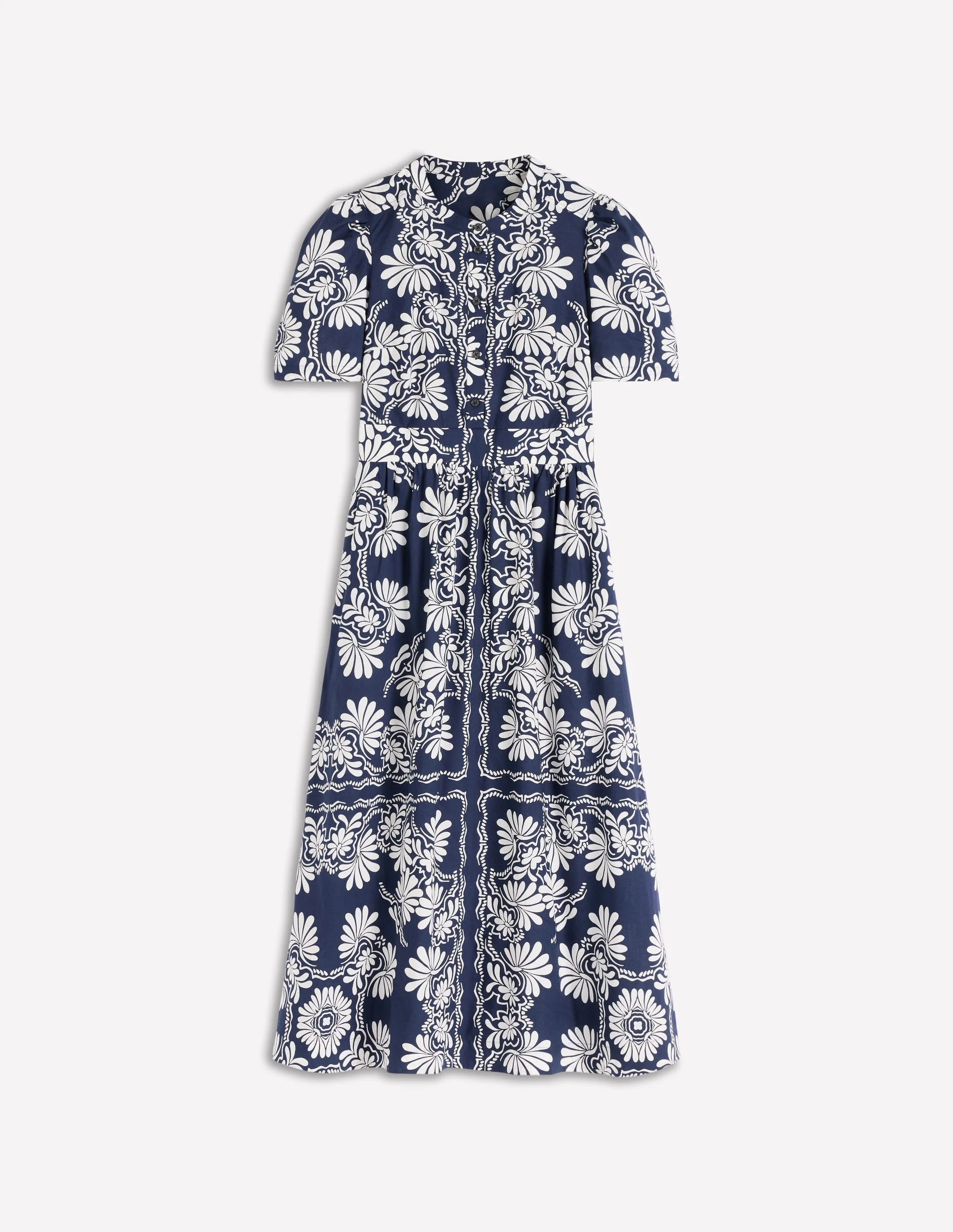 Ivy Baumwoll-Midikleid-Französisch Marineblau Botanischer Charme - Image 6