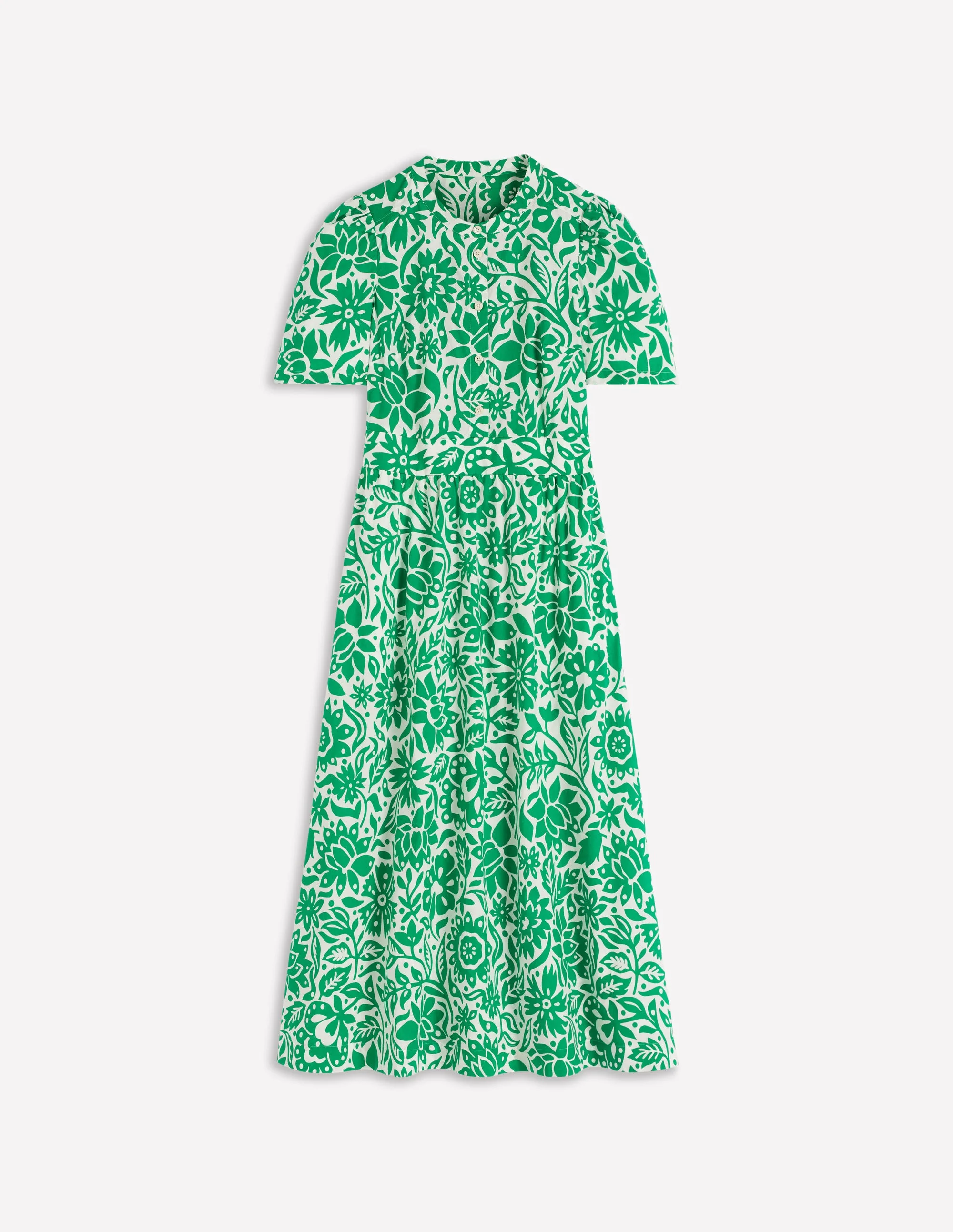 Ivy Baumwoll-Midikleid-Saftiges Grün, Großflächiges Wiesenmuster - Image 6