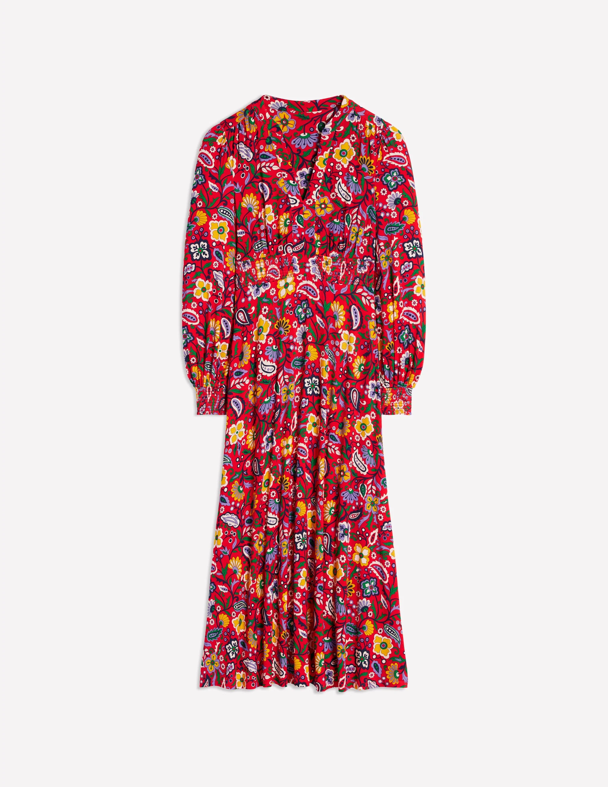 Ivy Gesmoktes Midikleid-Mohnblumenrot, Orientalisches Paradies - Image 6