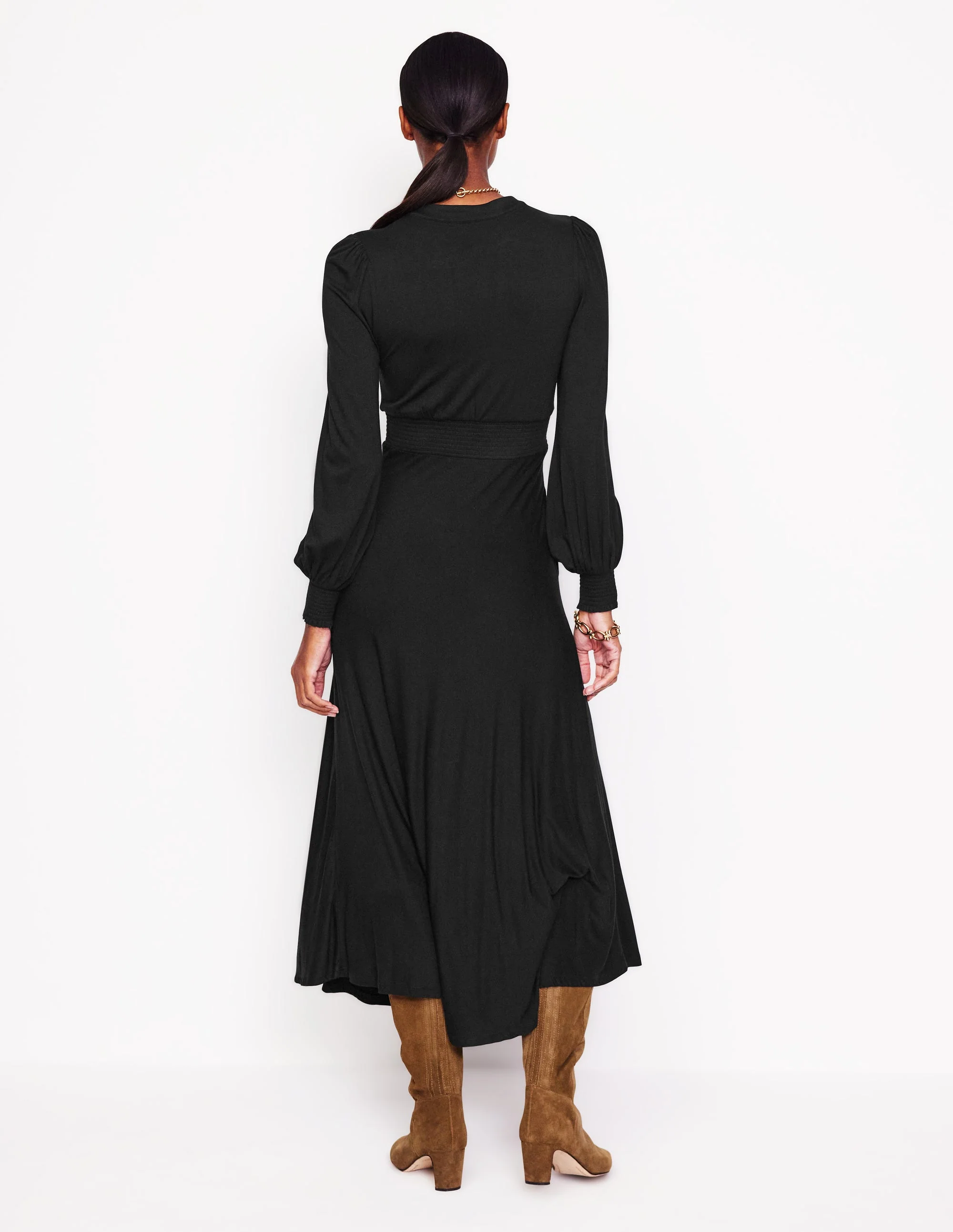 Ivy Gesmoktes Midikleid-Schwarz - Image 3
